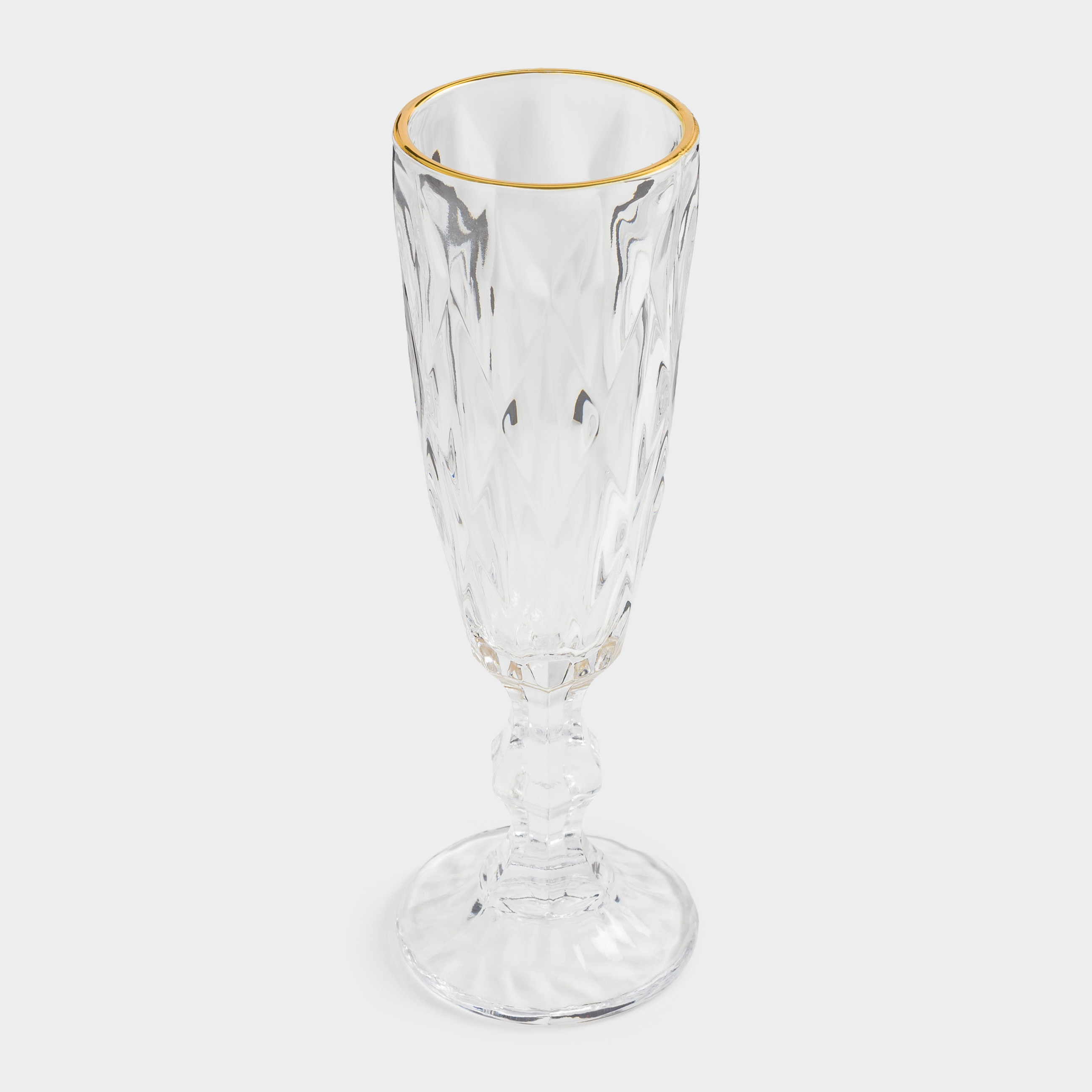 Champagne glass, 170 ml, glass R, with golden edging, Rhomb gold