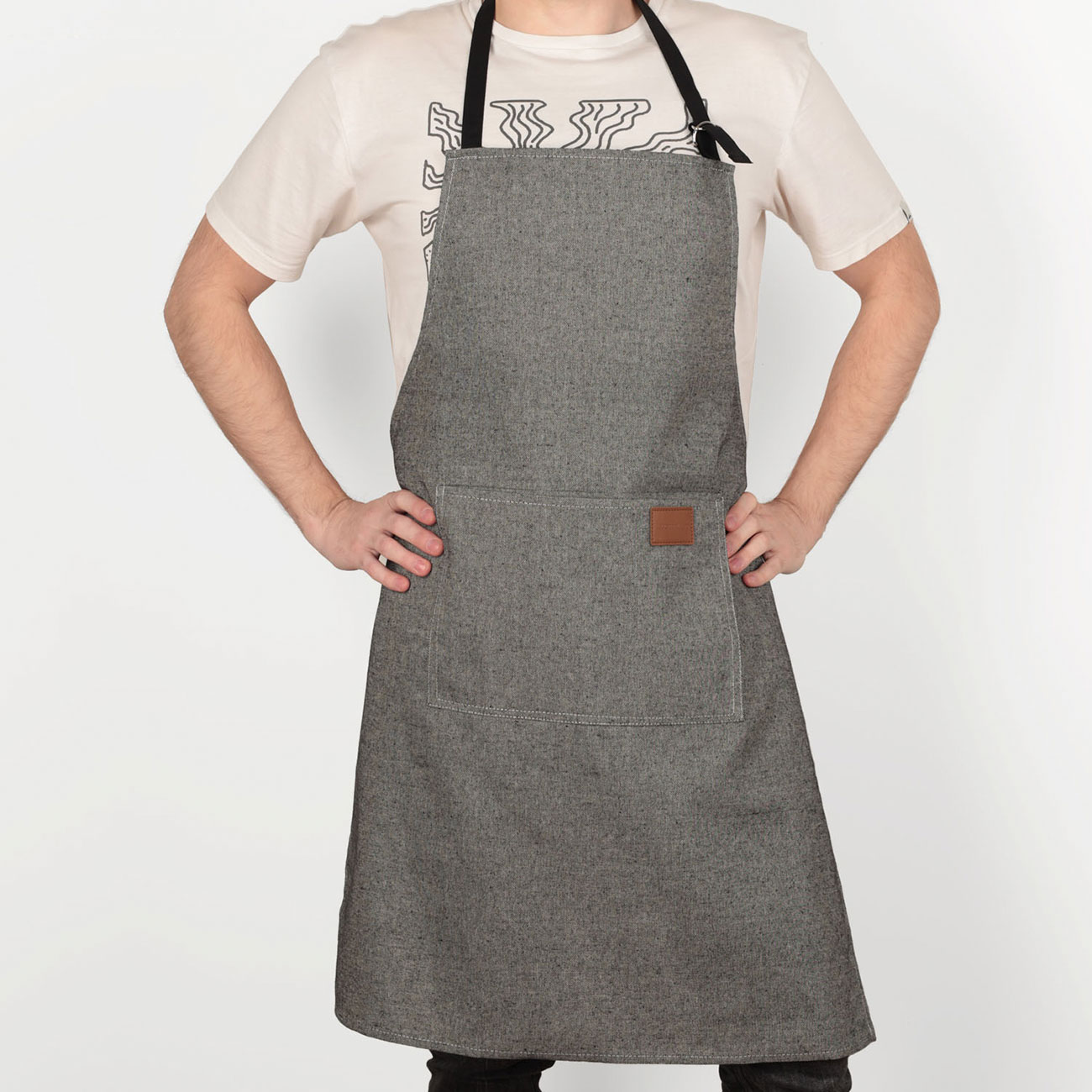 Apron, 65x85 cm, polyester / cotton, dark grey, Melange