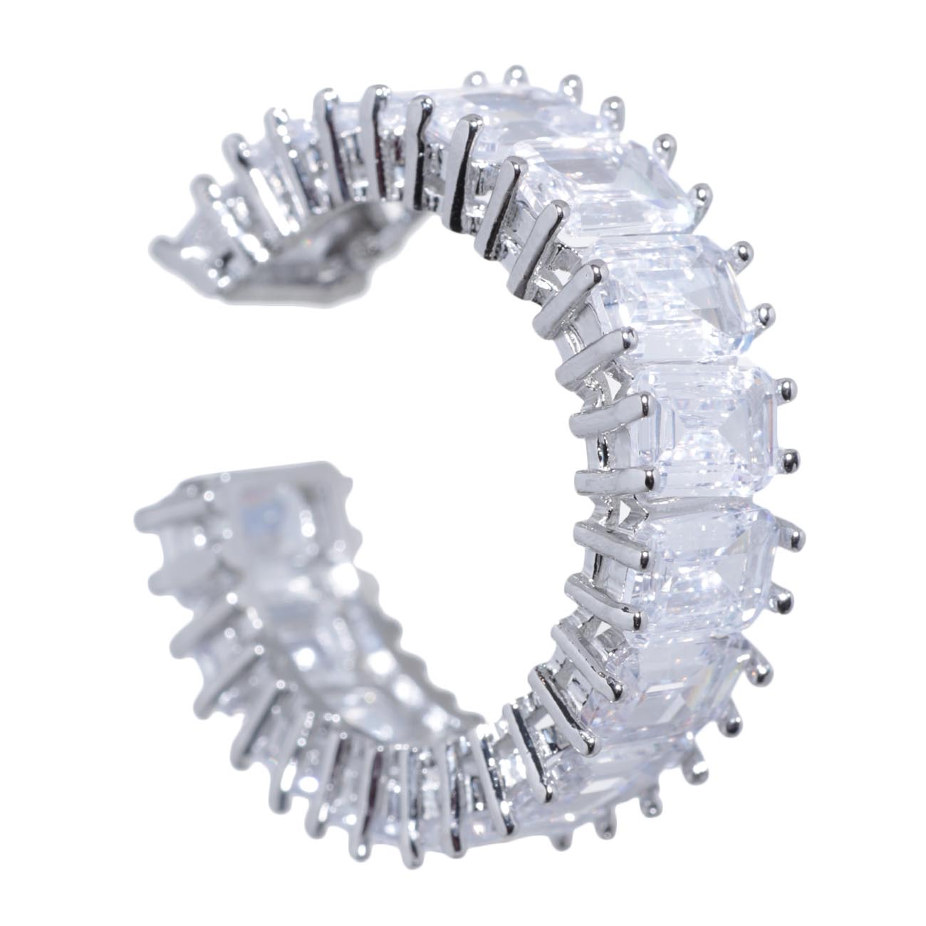 Ring, size S-M, single size, metal / glass, silver, Crystals, Jewelry crystal