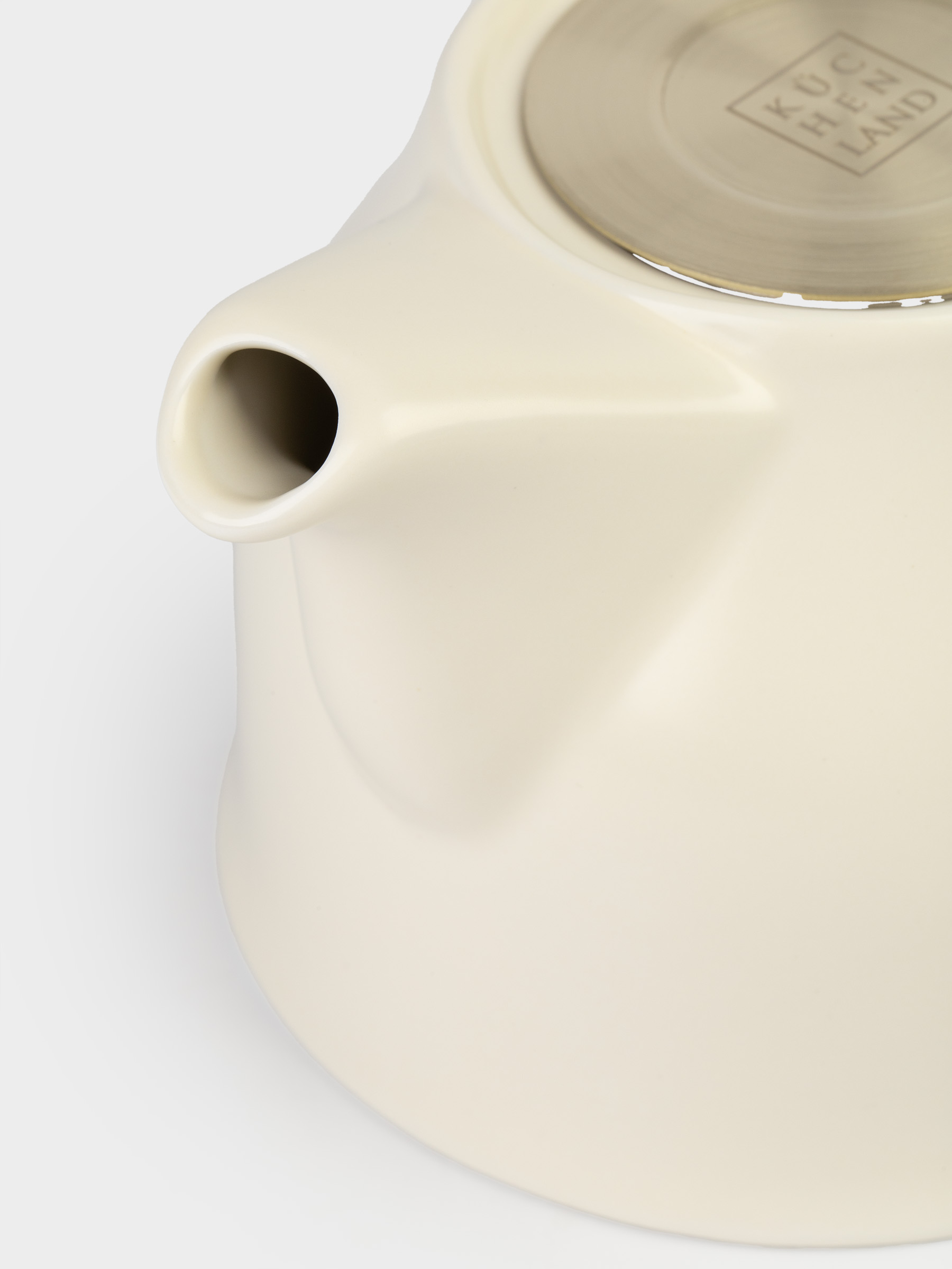 Teapot, 1 l, ceramic / steel, milky-golden, Kettle ceramo, image-3