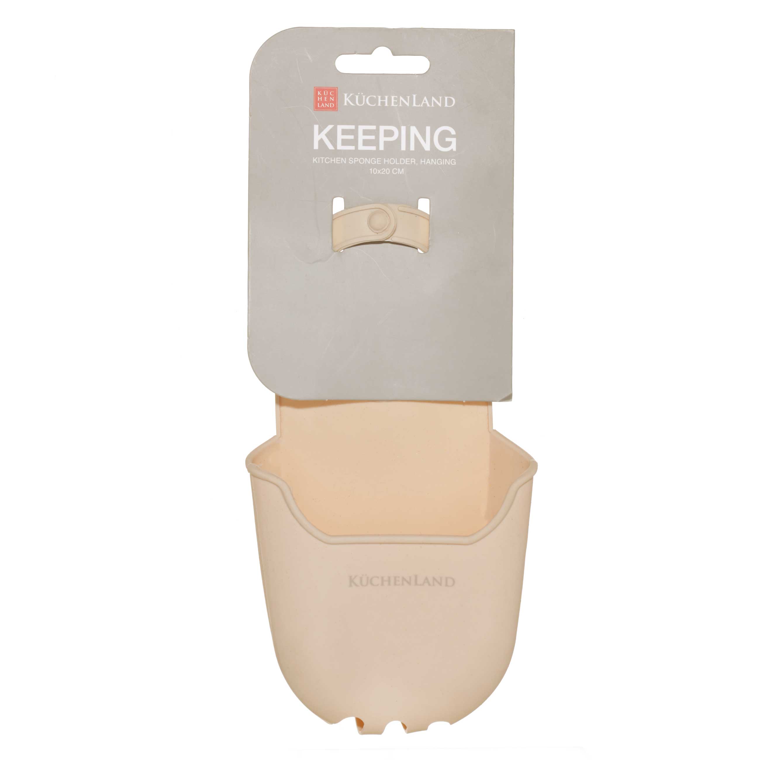 Kitchen sponge holder, 10x11 / 20 cm, Hanging, Silicone, Beige, Keeping