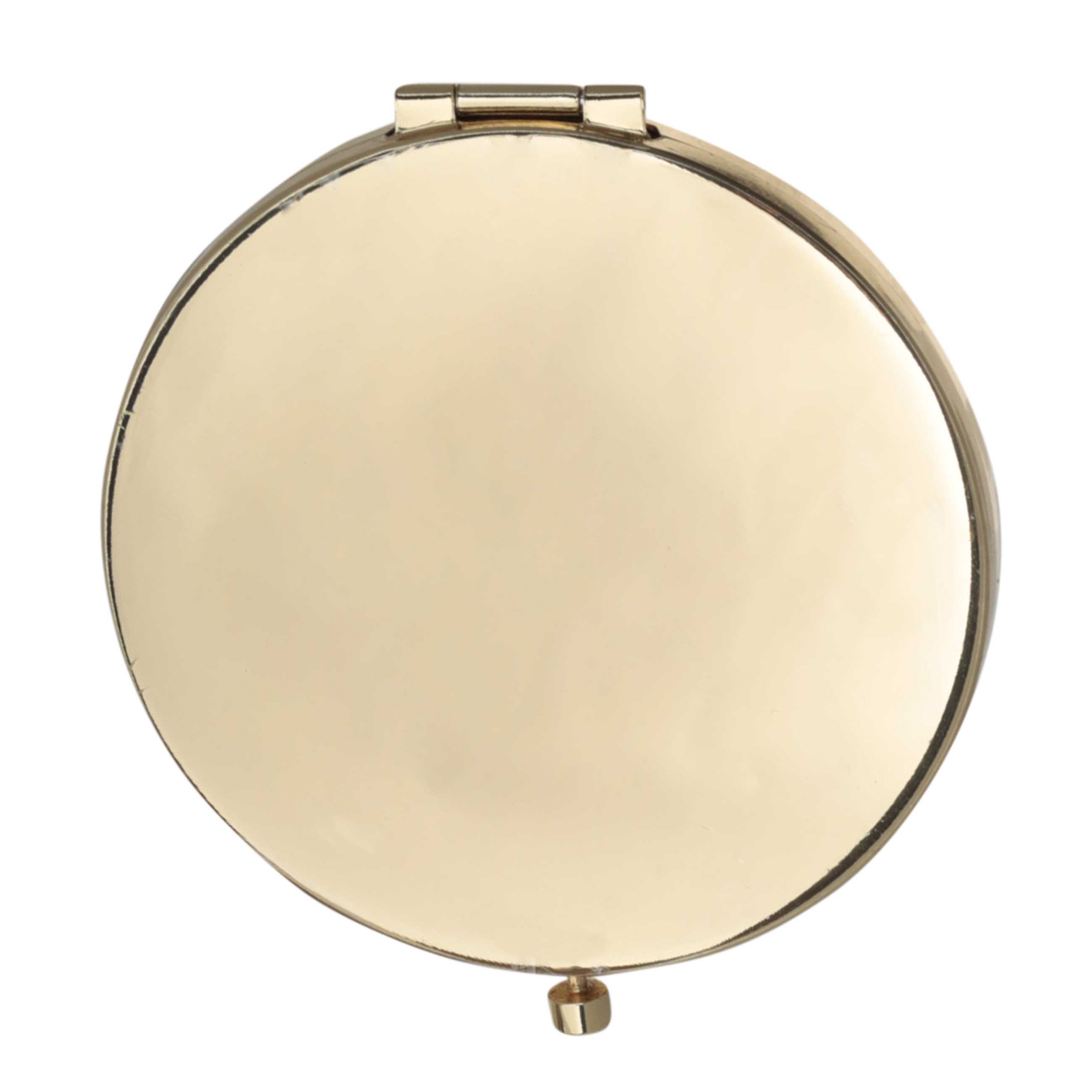 Pocket mirror, 7 cm, double-sided, metal, gold, Freya