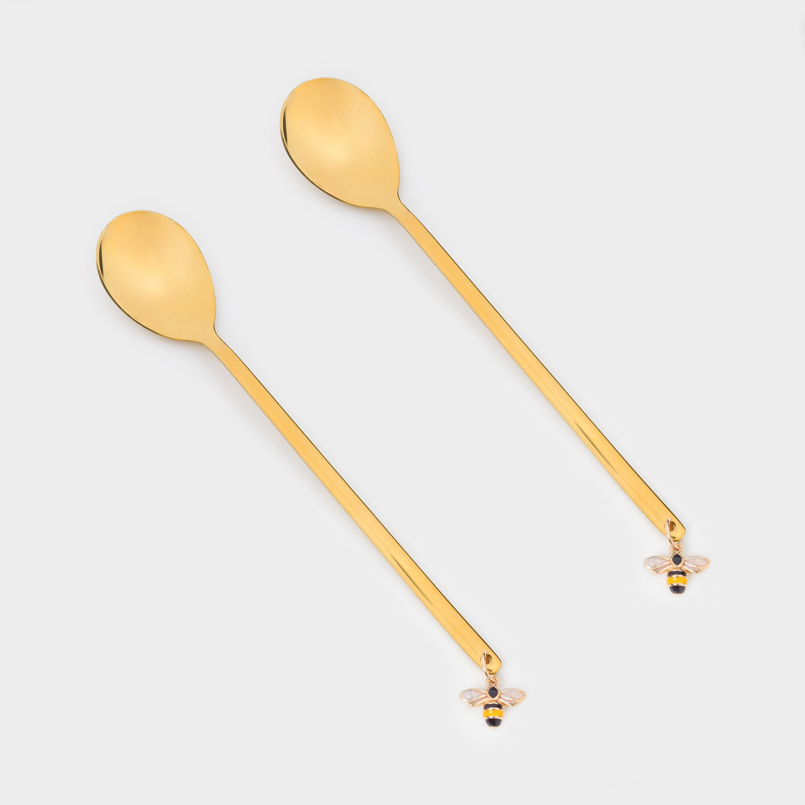 Dessert spoon, 14 cm, 2 pcs, steel, golden, Bee, Honey, image-0
