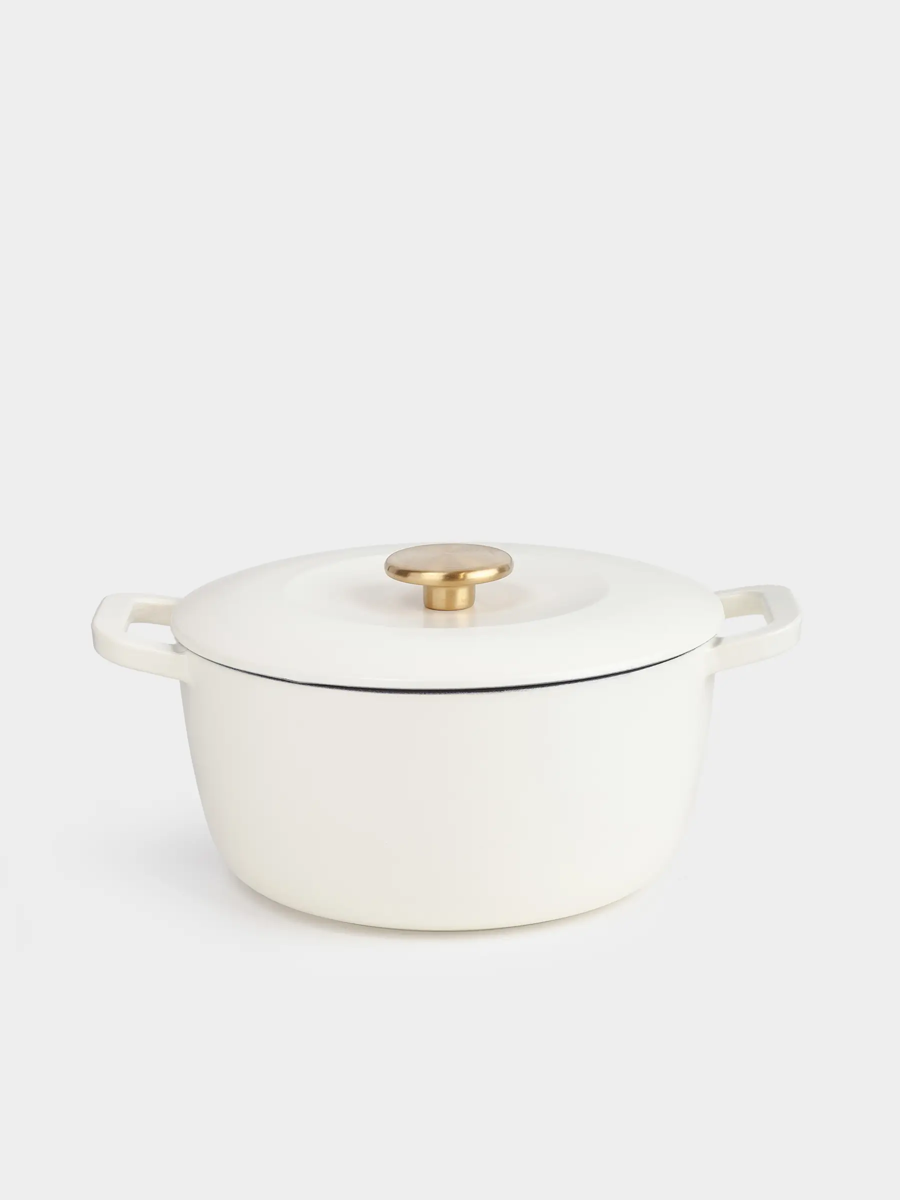 Cauldron, 25 cm, 4 l, with lid, cast iron, milky, Light kitchen