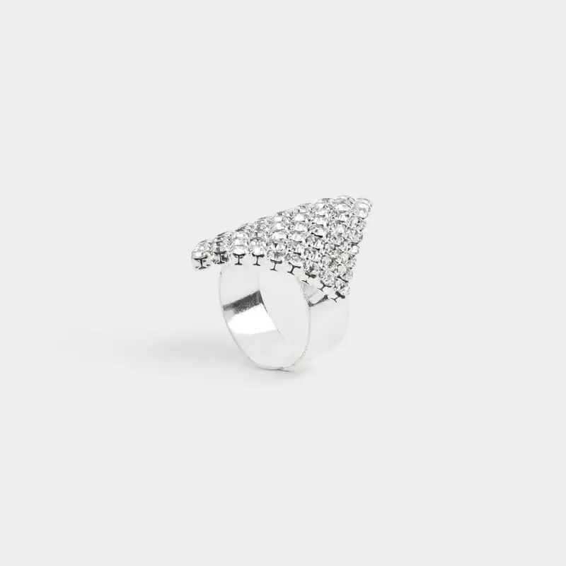 Ring, size S-M, single size, metal, silver, Crystals, Jewelry crystal ,image-0