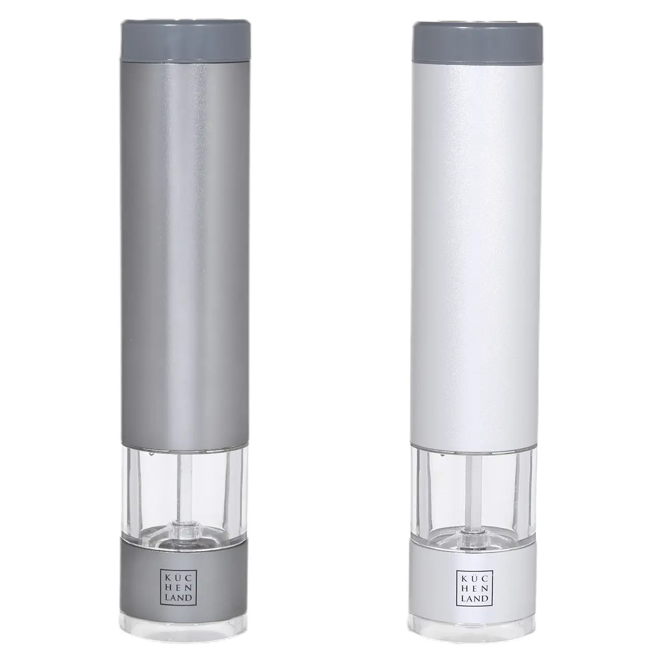 Spice mill, 22 cm, 2 pcs, electric, metal / plastic, LED B, Grey, Piquant, image-0