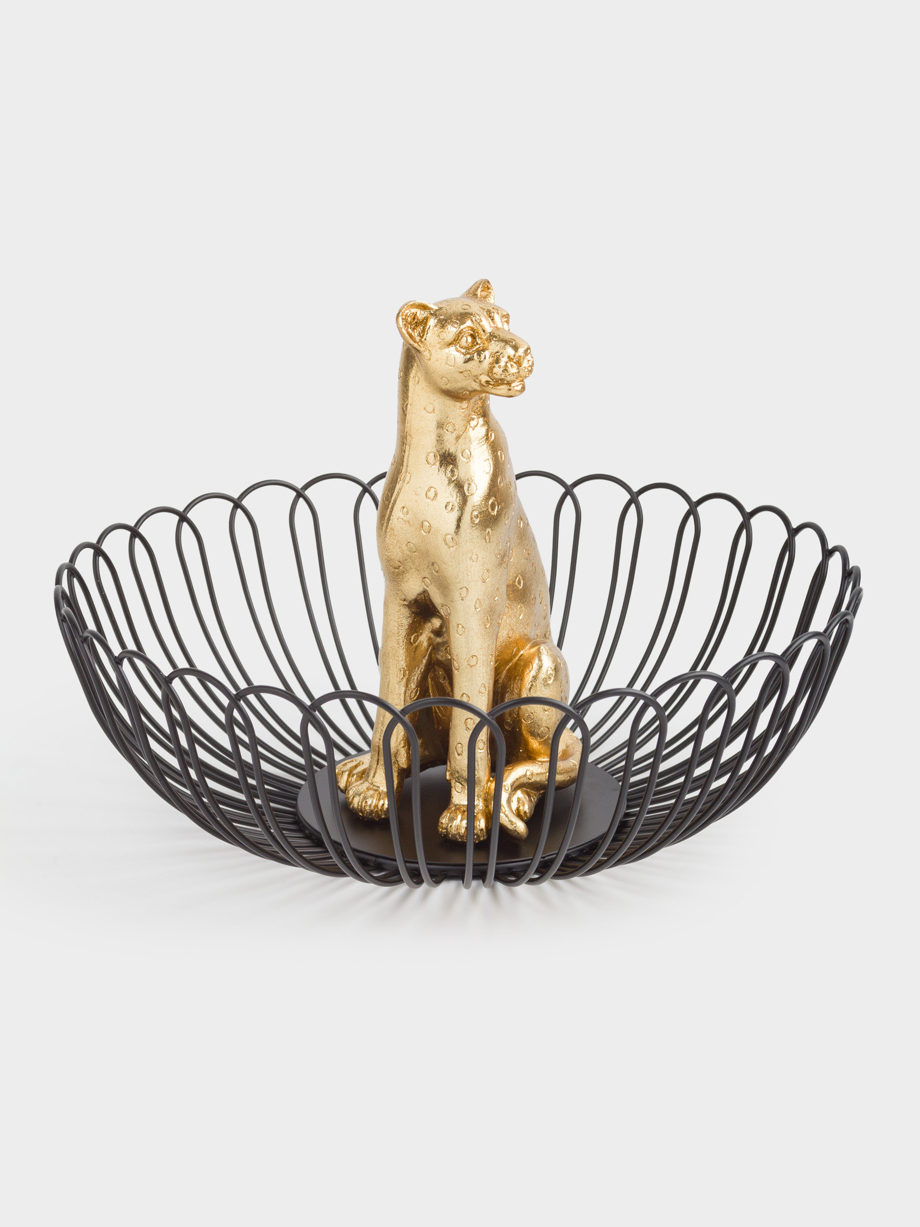 Fruit basket, 29 cm, metal / polyresin, Cheetah, Panther, image-2