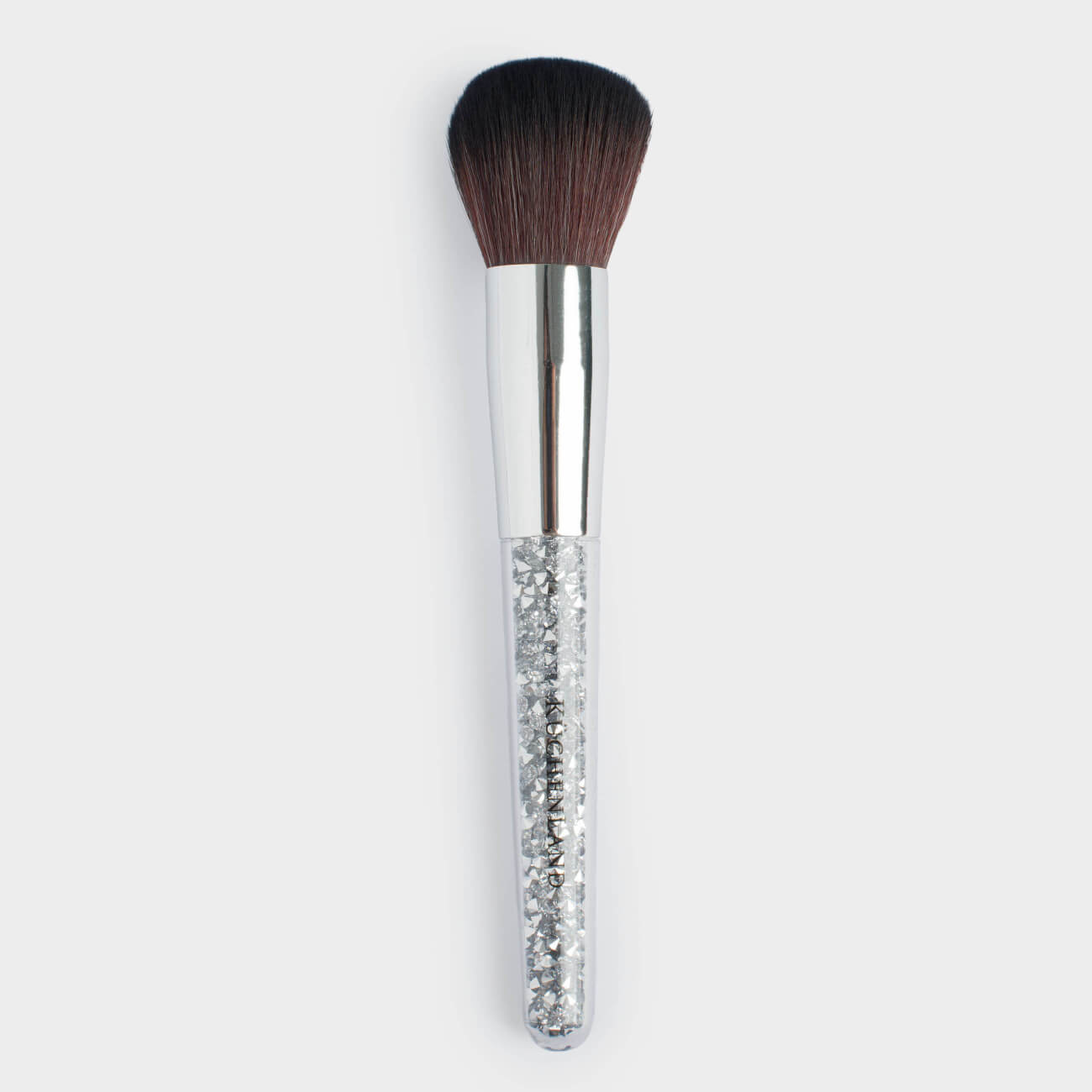 Powder brush, 16 cm, artificial pile / plastic, Silver, Beauty makeup, image-0