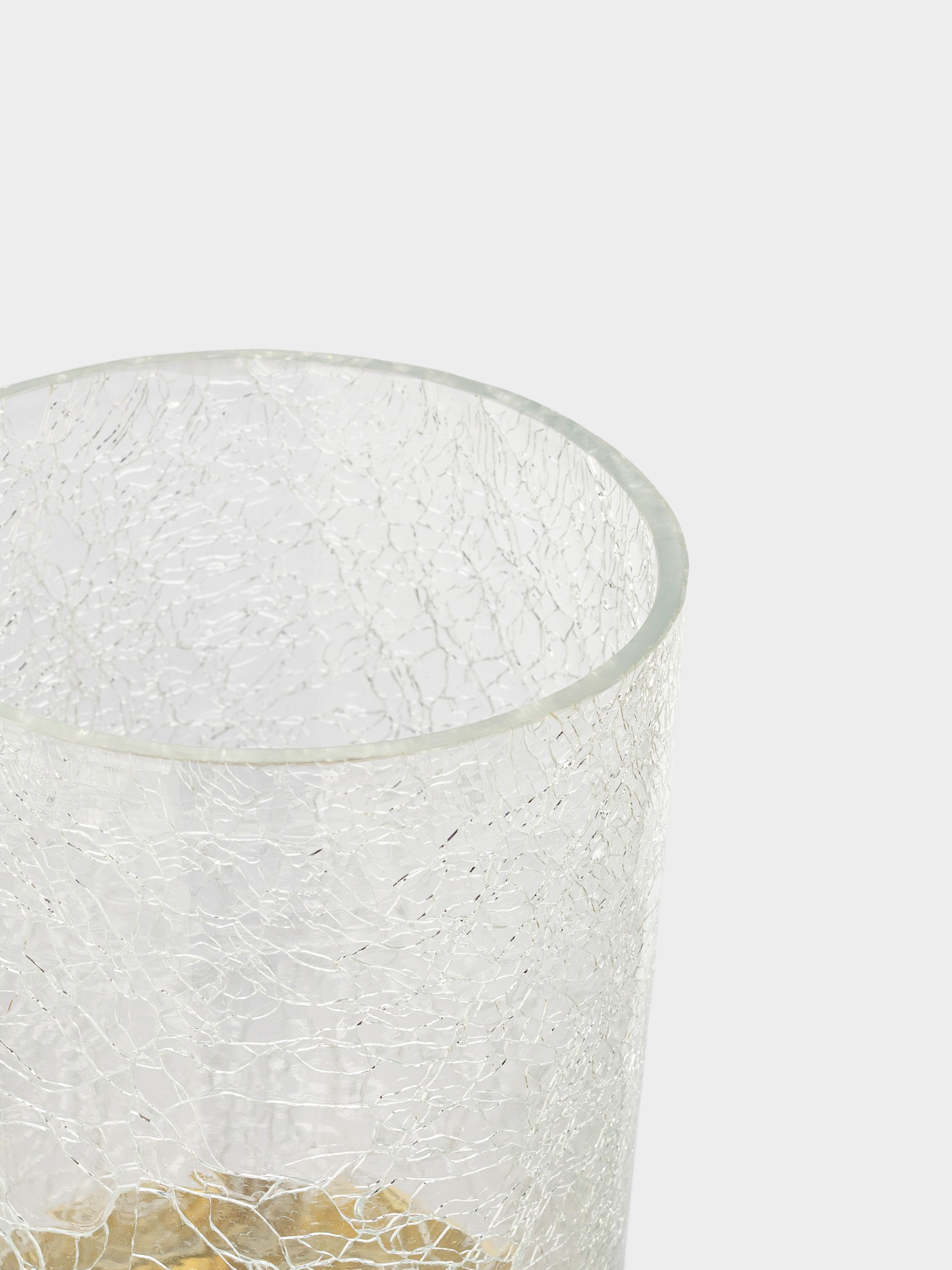 Candlestick, 30 cm, for one candle, on a leg, metal / glass, golden, Craquelure, Fantastic ice, image-5