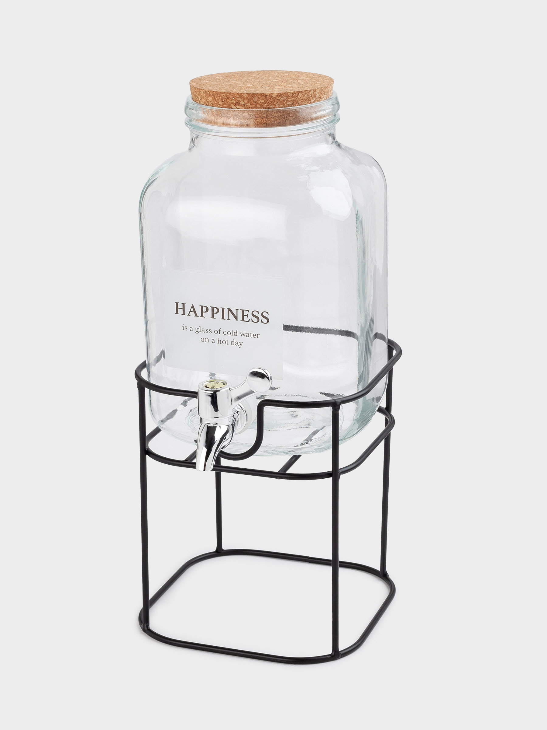 Beverage dispenser, 3 L, Stand, Glass / cork / metal, Clear font, image-2