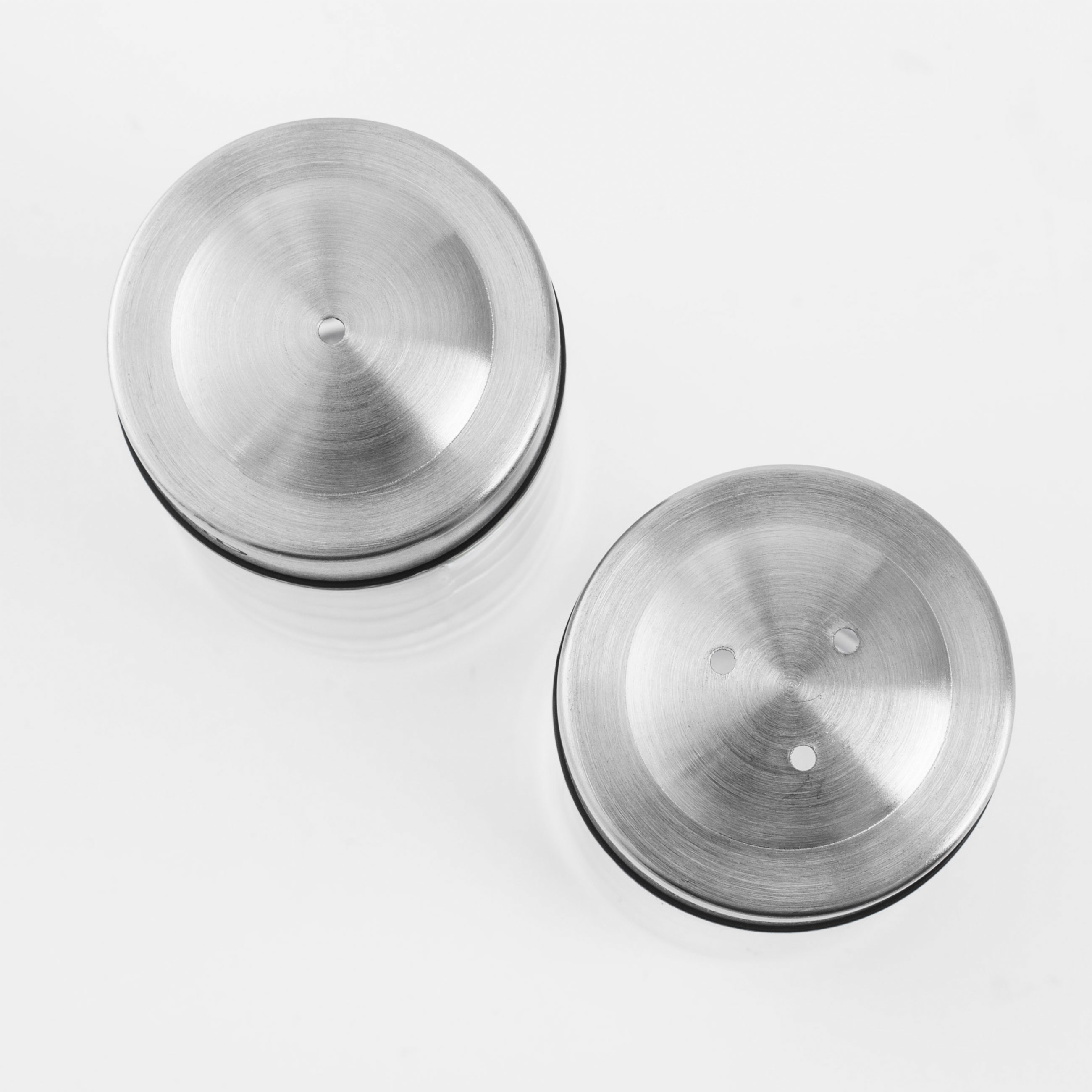 Salt and pepper set, 7 cm, glass/steel, Classic