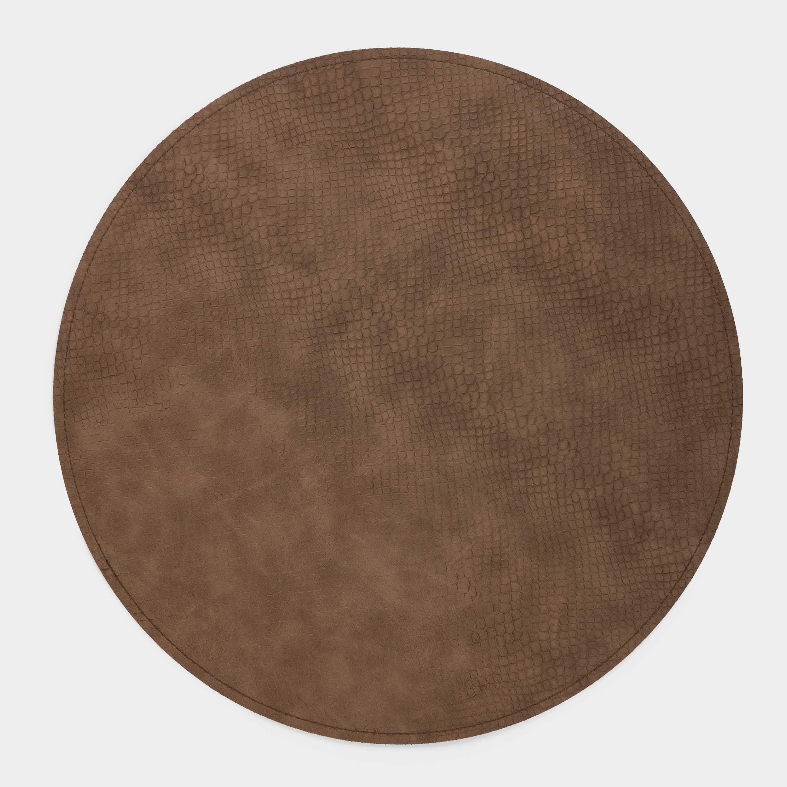 Placemat, 38 cm, double-sided, PVC, round, green/brown, Snake scales, Rock, image-1