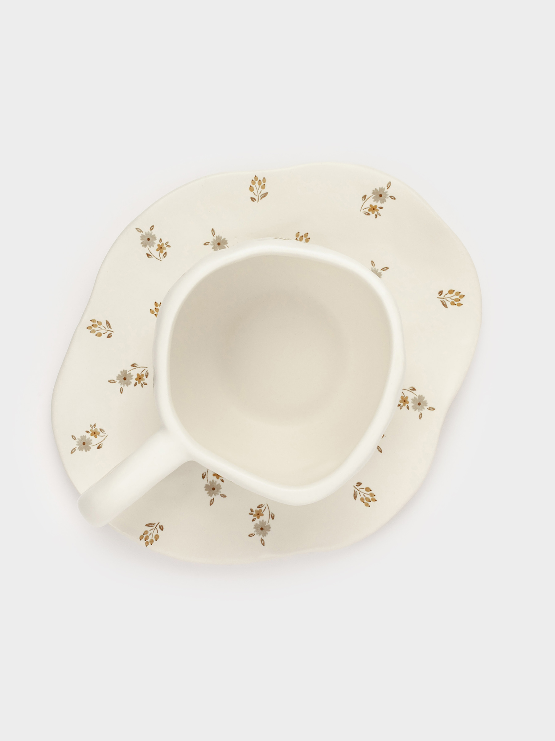 Tea pair, 1 person, 2 items, 360 ml, ceramics, milky, Vintage flowers, La flore, image-4