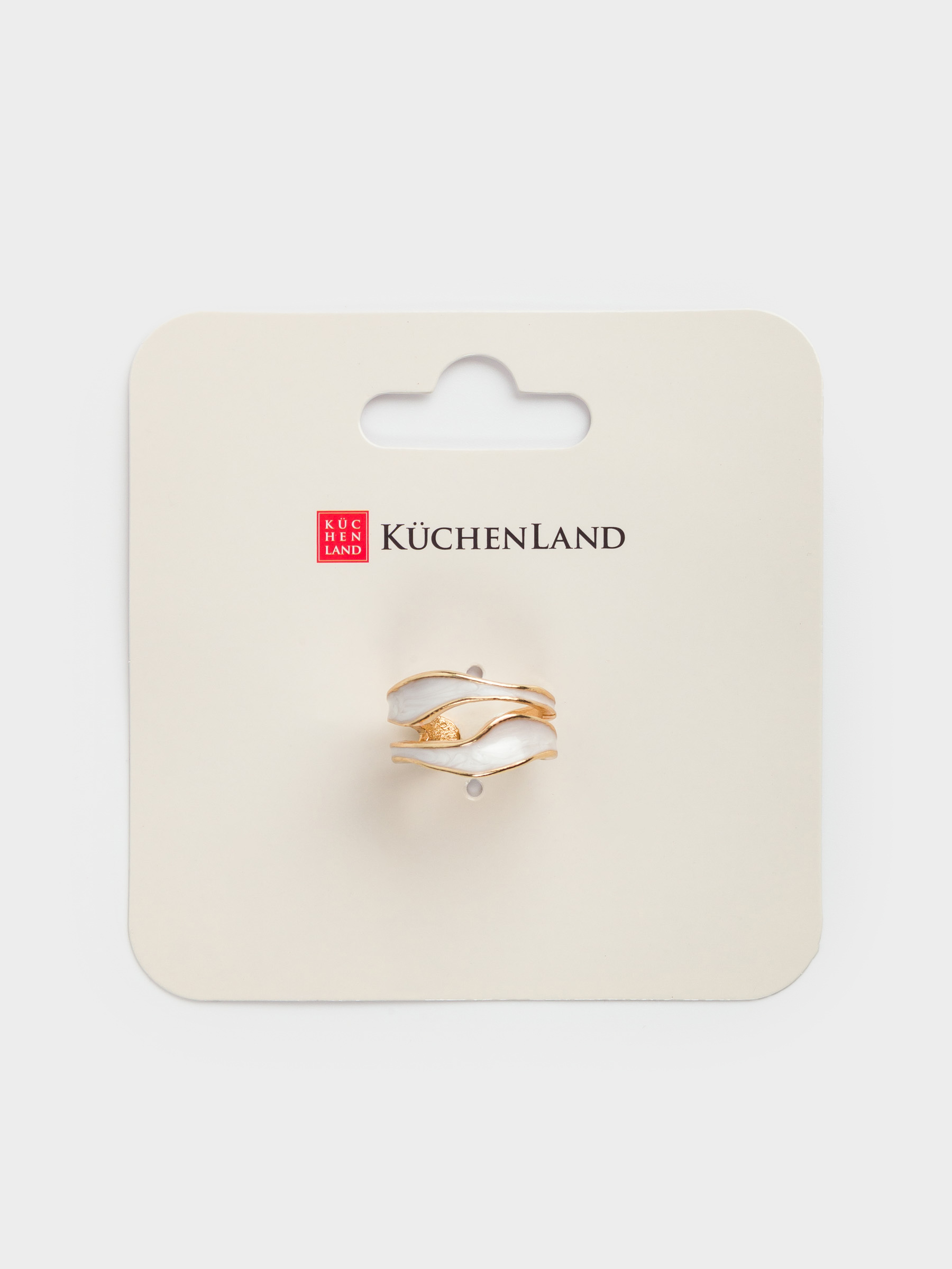 Ring, size S-M, single size, metal / acrylic, golden beige, Jewelry
