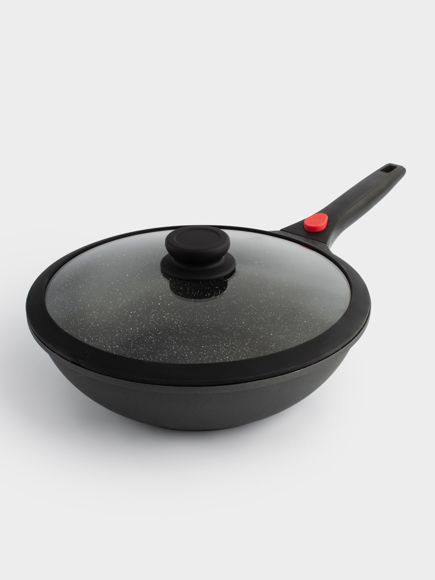 Wok, 28 cm, with lid, removable handle, coated, aluminum, Solution Red 2, image-1