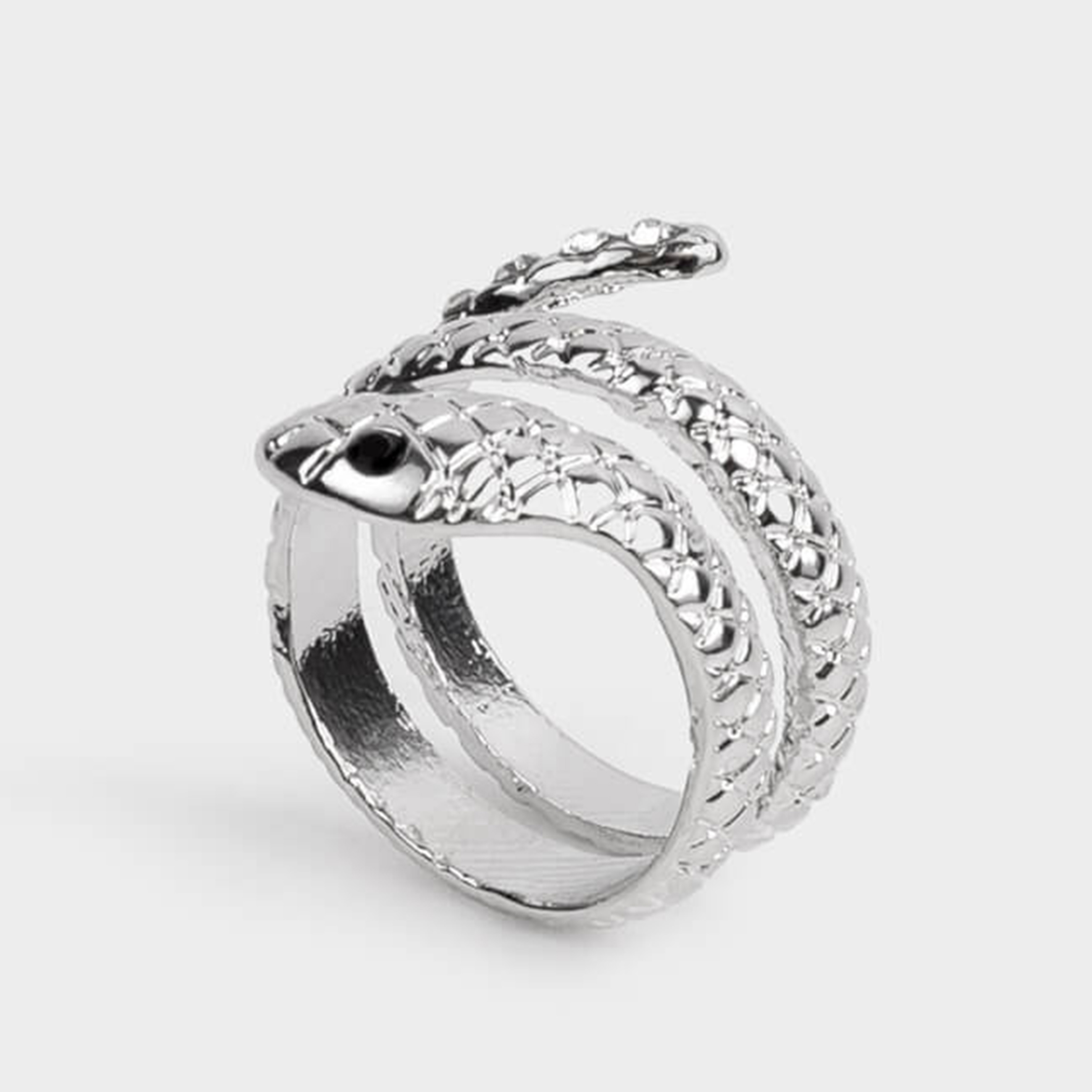 Ring, size S-M, single size, metal, Silver, Snake, Jewelry snake