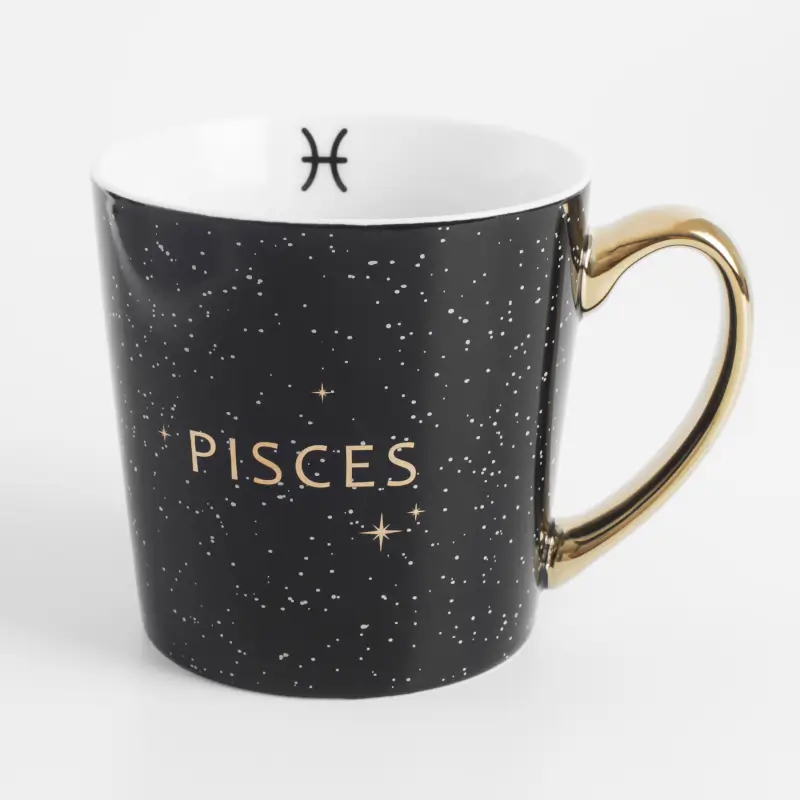 Mug, 500 ml, porcelain N, black, Pisces, Zodiac ,image-0