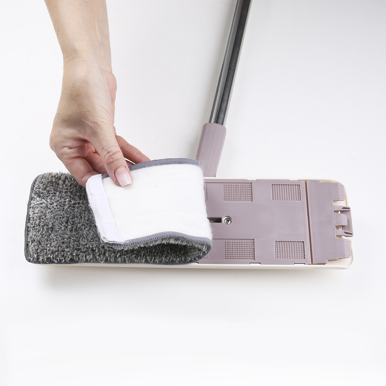 Mop with bucket, with spin and cleaning, rectangular, white-purple, Mop