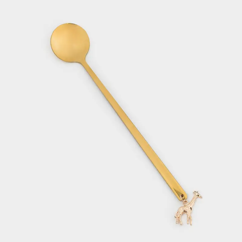 Dessert spoon, 19 cm, steel, golden, Giraffe, Giraffe ,image-0