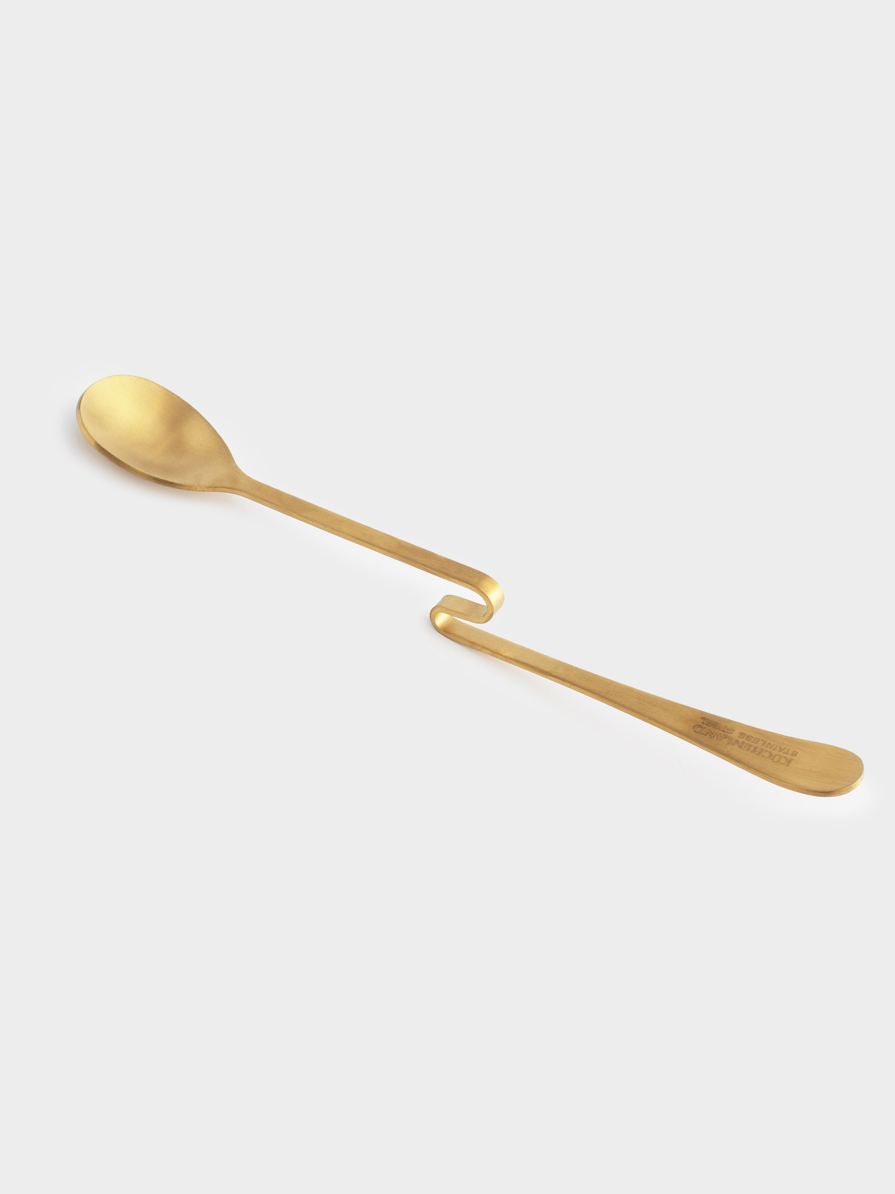 Tea spoon, 20 cm, with curved handle, steel, golden, Classic gold, image-3