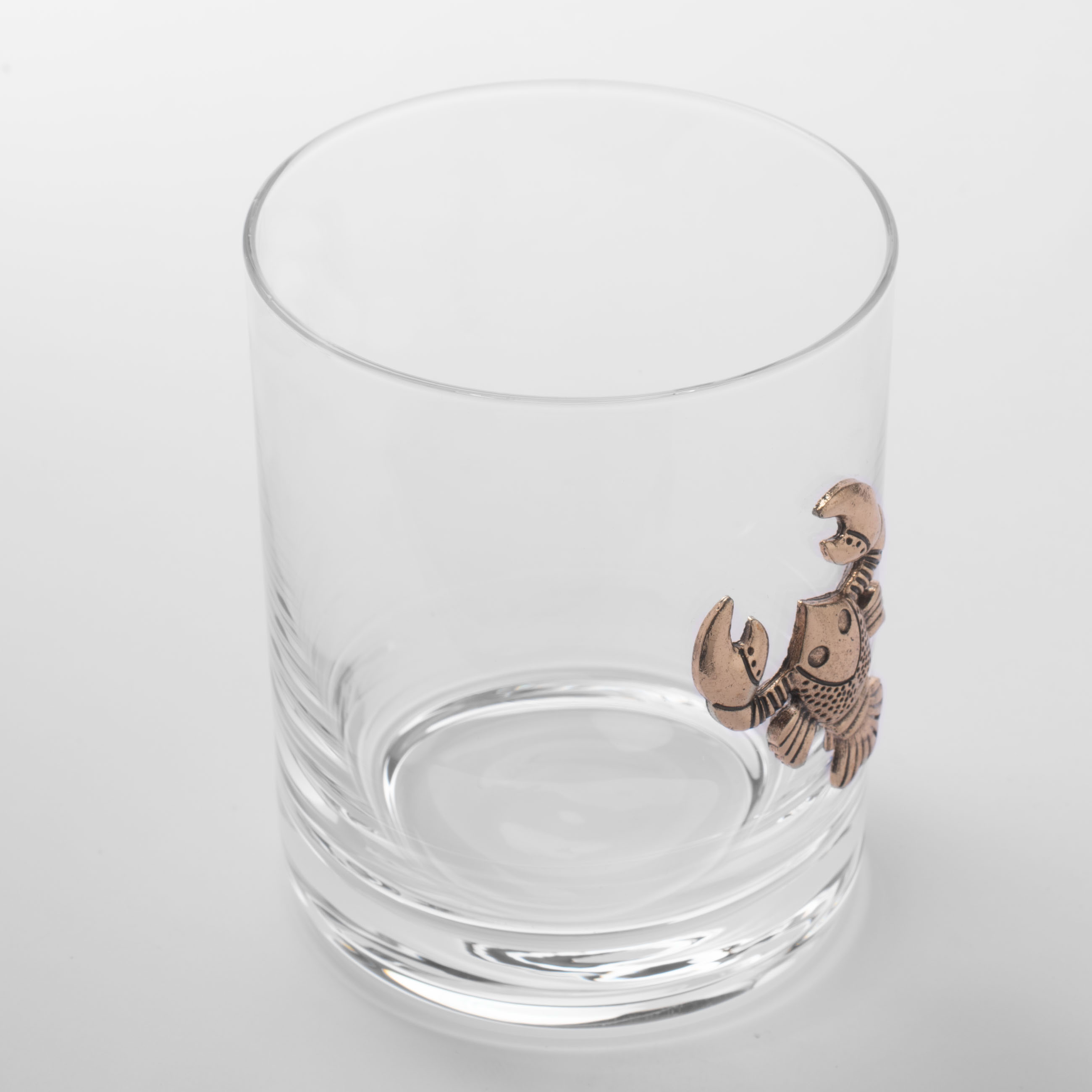 Whiskey glass, 10 cm, 340 ml, glass / metal, golden, Cancer, Zodiac, image-4