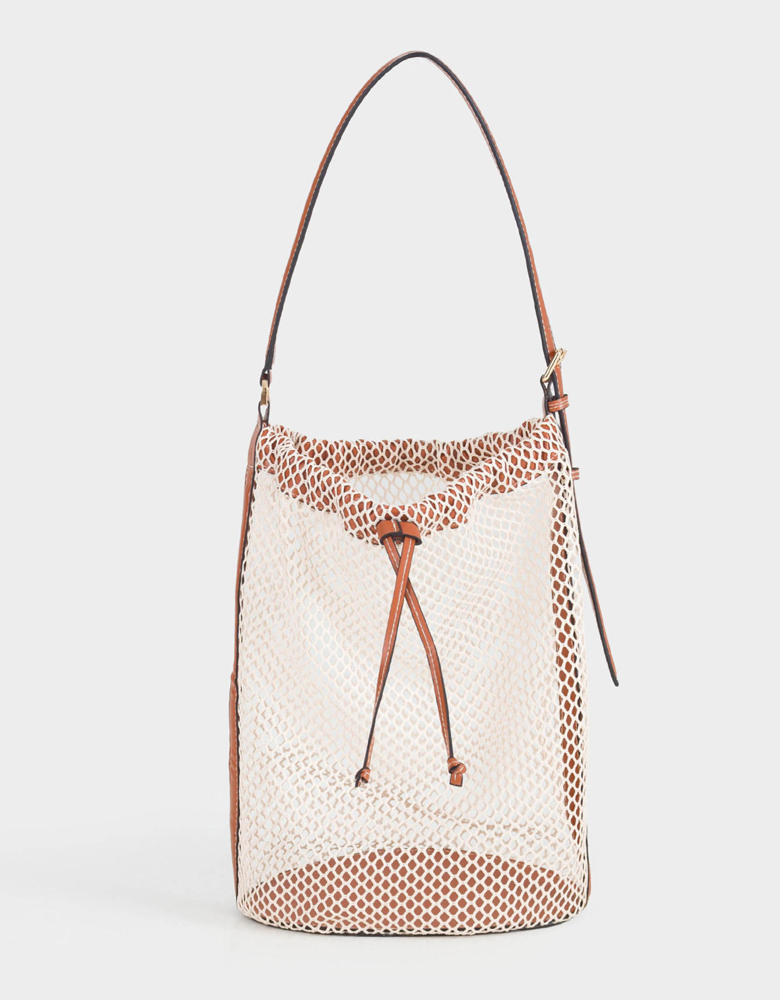 Women's bag, 22x34 cm, with strap, drawstrings, polyamide, orange, Mesh, Stintino, image-3
