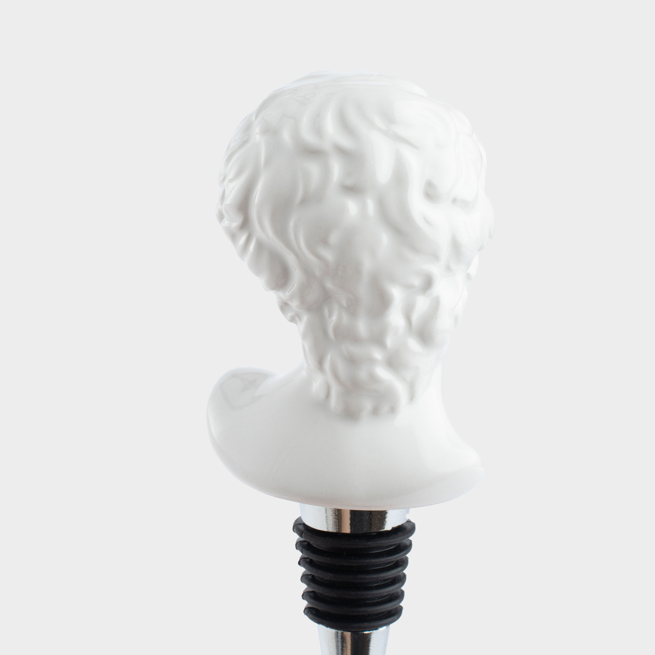 Bottle stopper, 12 cm, metal / ceramic, white, David, Apollo, image-3