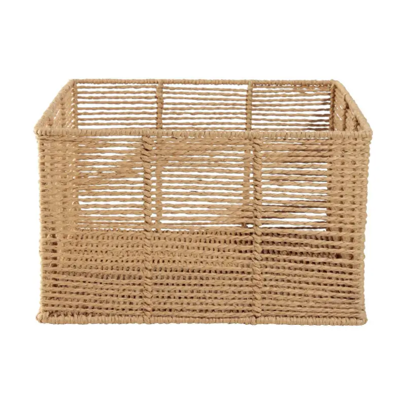 Storage basket, 25x16 cm, paper / metal, square, beige, Village