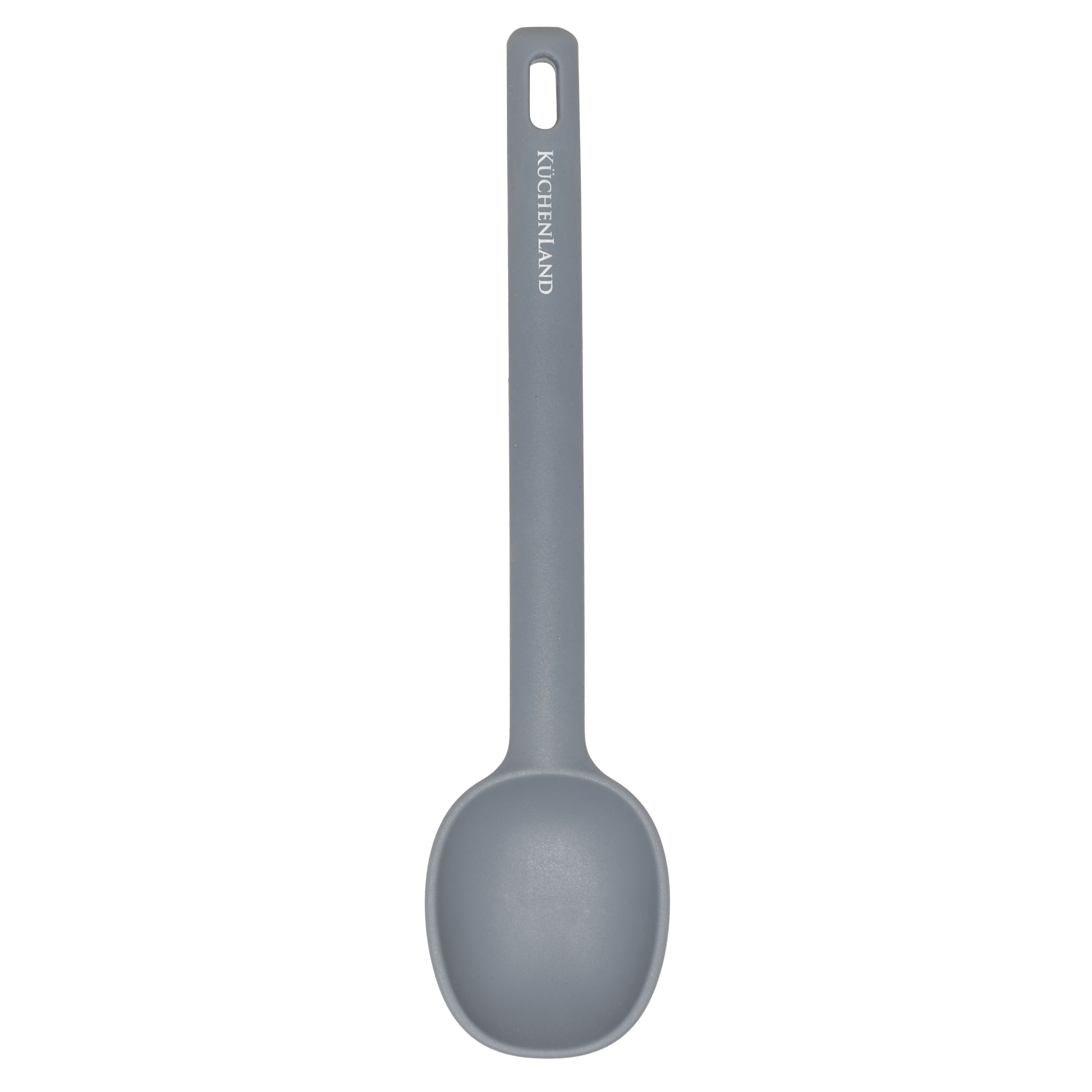 Serving spoon, 28 cm, silicone, grey, Grey steel, image-0