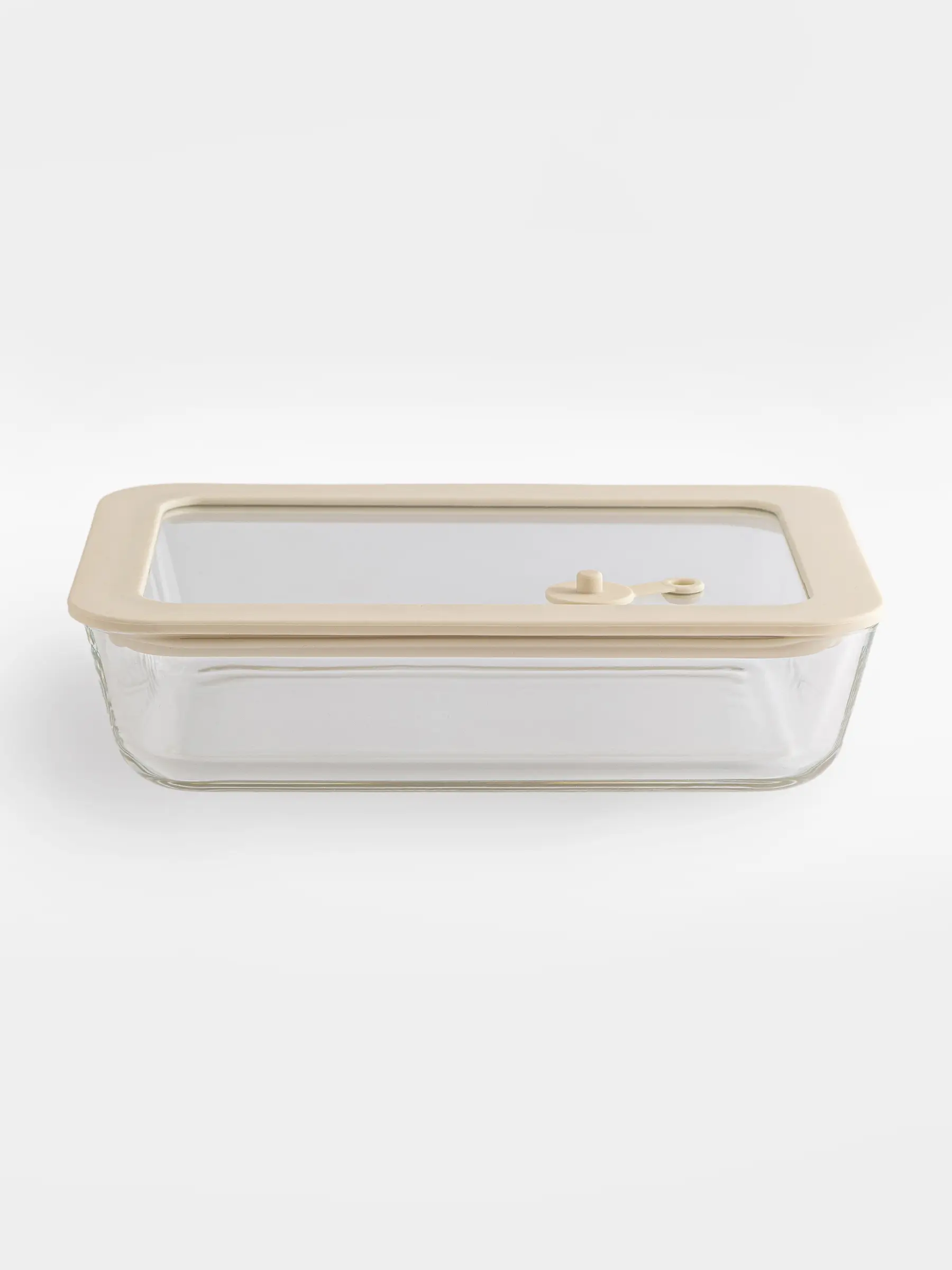 Container, 700 ml, with valve, glass T / silicone, rectangular, beige, Verre