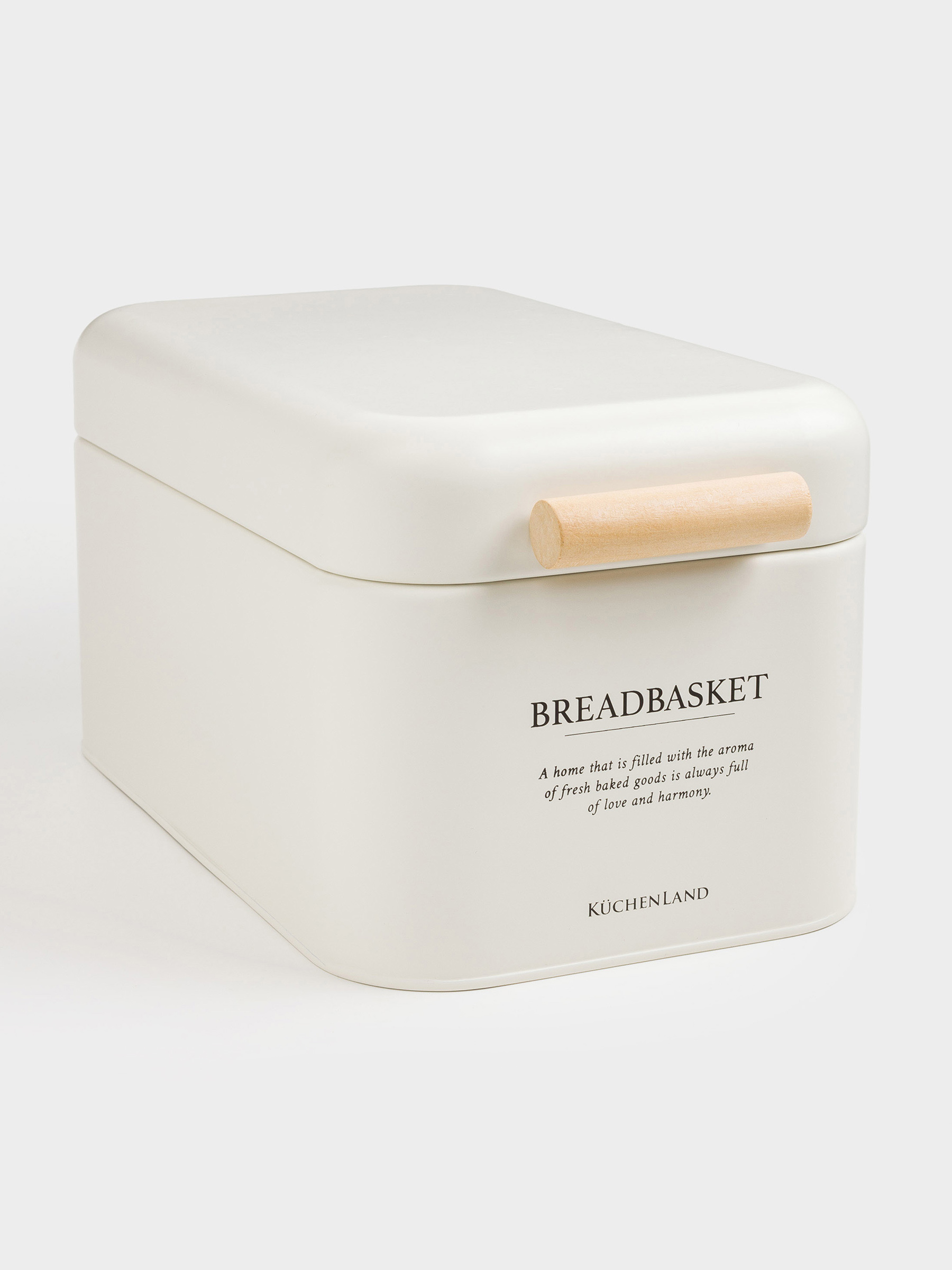 Bread box, 32x18x16 cm, metal / wood, rectangular, milky, Course, image-2