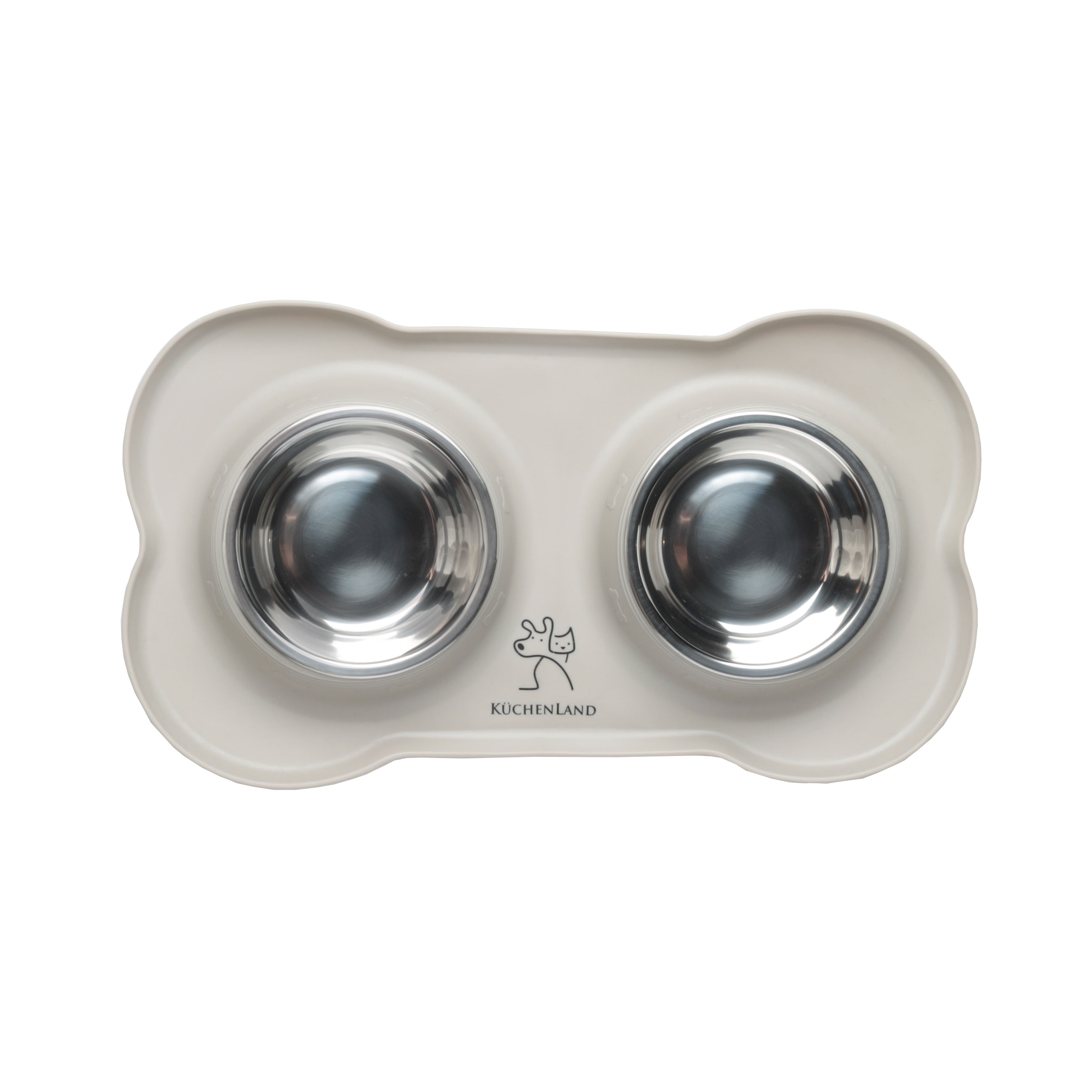 Pet bowl, 36x21 cm, 175 ml, double, on stand, steel / rubber, grey, Favorite pet, image-2
