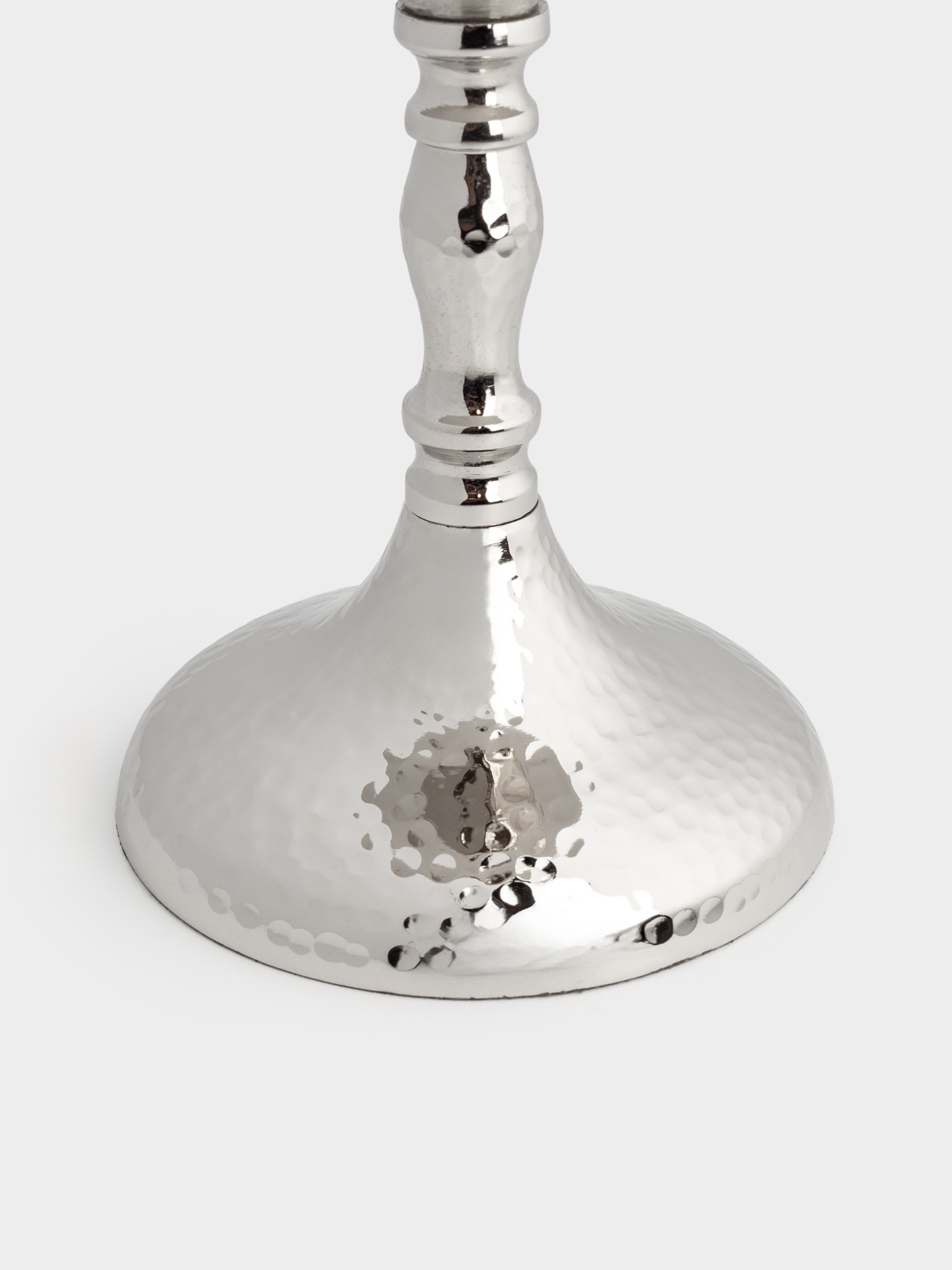 Candle holder, 26 cm, on a leg, glass / metal, silver, Craquelure, Fantastic R, image-3