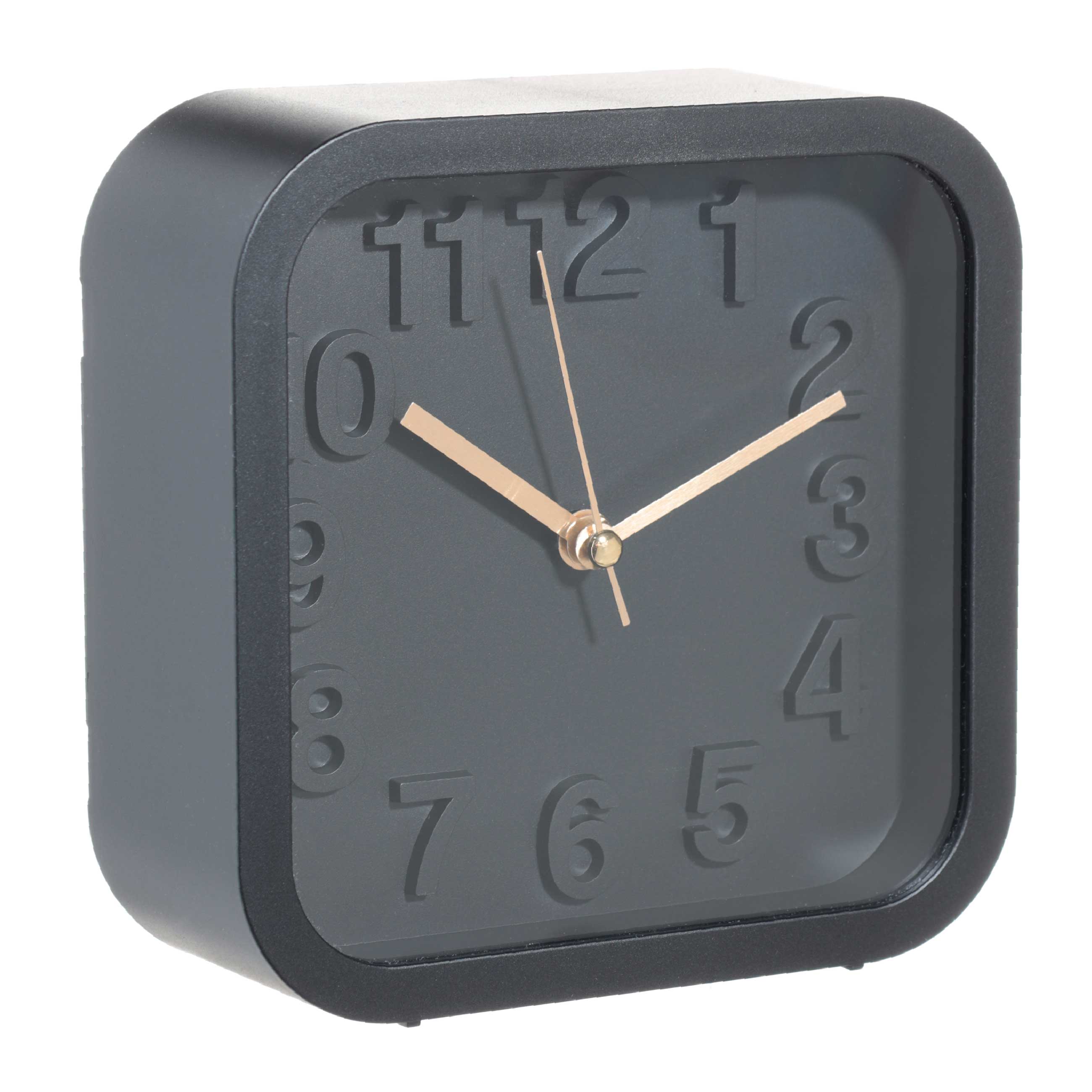 Alarm clock, 13 cm, plastic / glass, square, Black, Dial