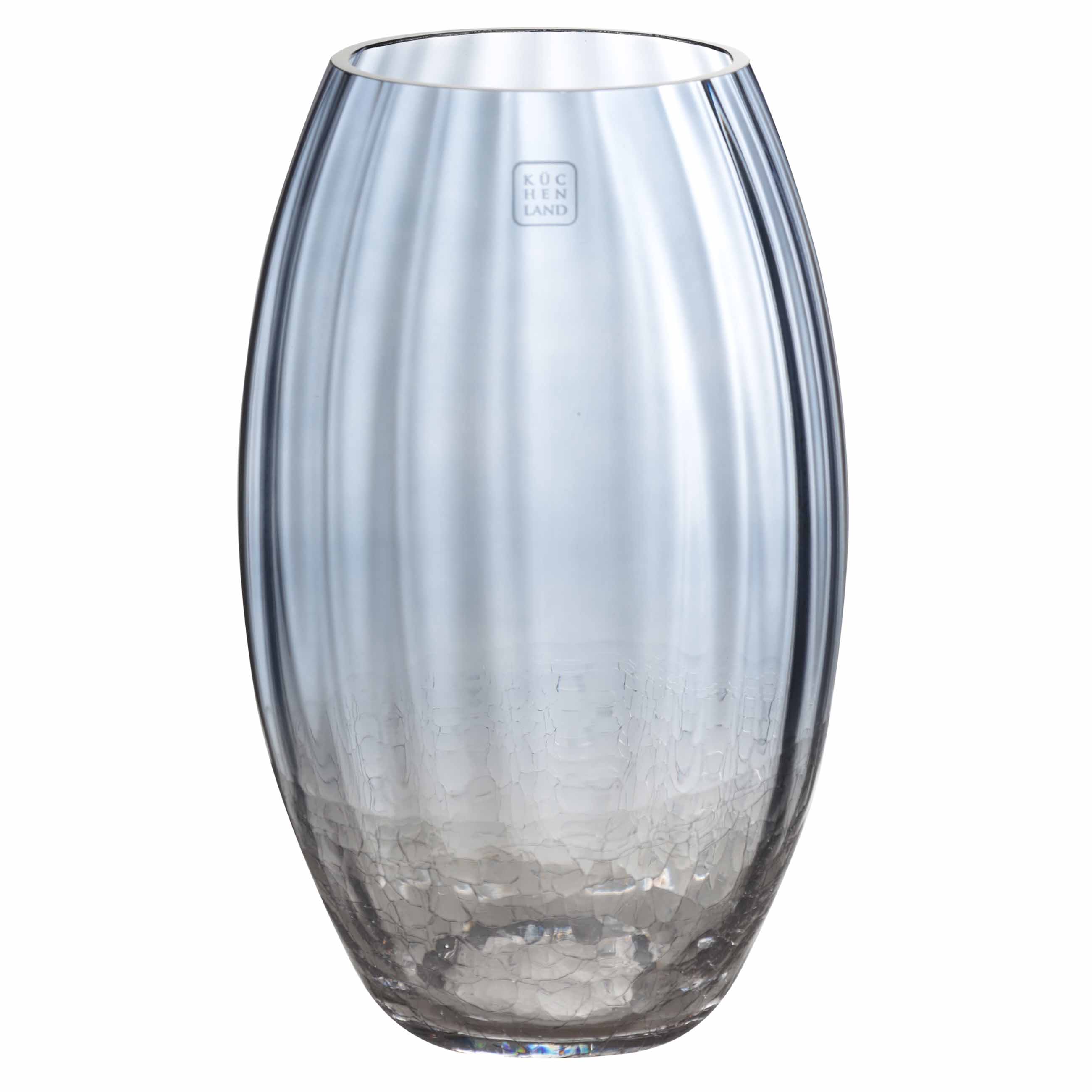 Flower vase, 24 cm, glass, blue gradient, Craquelure, Ice, image-0