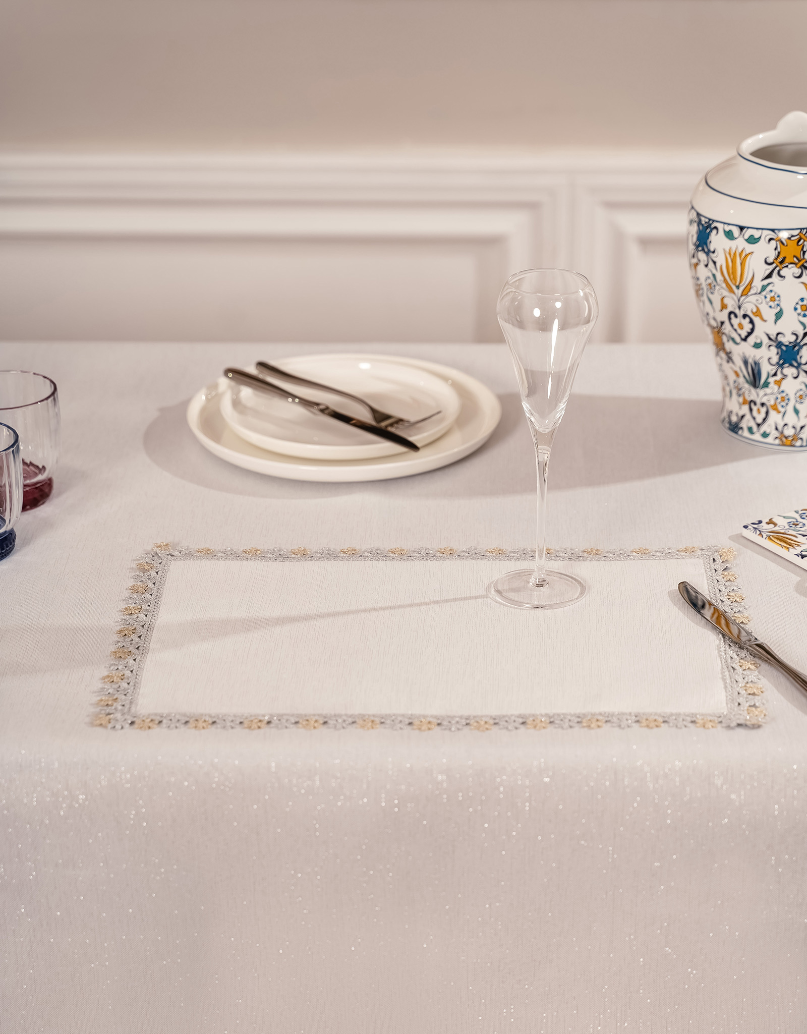 Placemat, 30x45 cm, polyester, rectangular, white, Floral lace, Flower lace, image-6