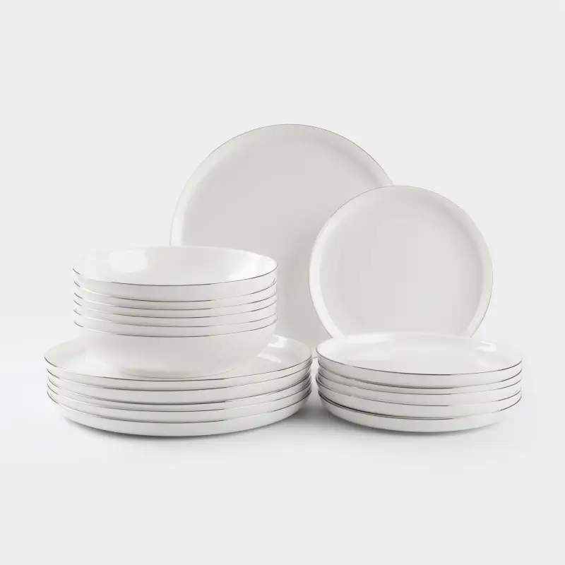 Dining set, 6 pers, 18 pr, porcelain F, white, Ideal silver ,image-0