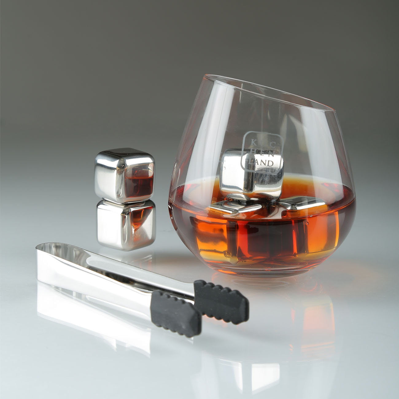 Set of cubes for cooling drinks, 8 pr, with tongs, steel, BAR