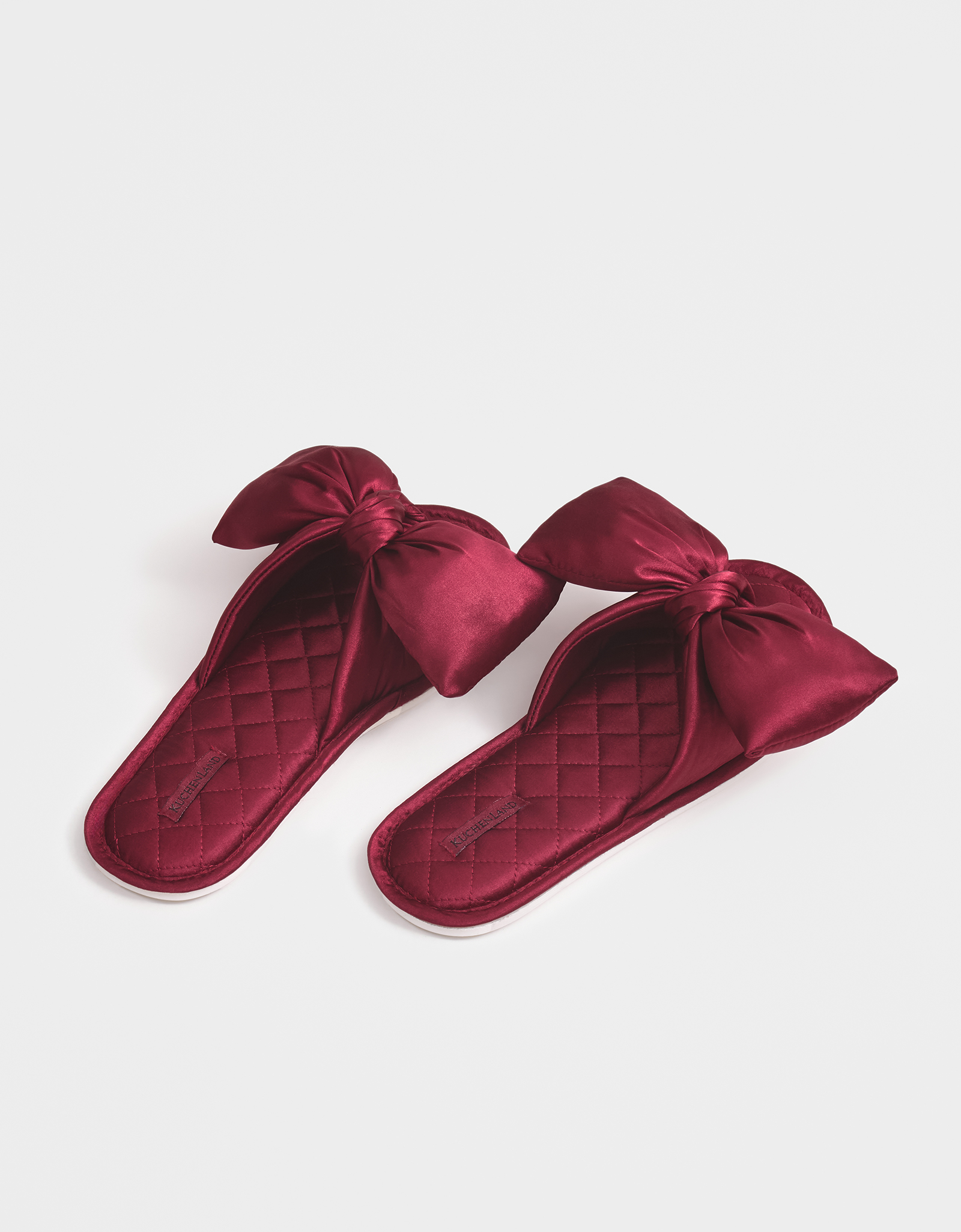 Women's slippers, homewear, size 36-37, satin, burgundy, Bow, Bow tape, image-4