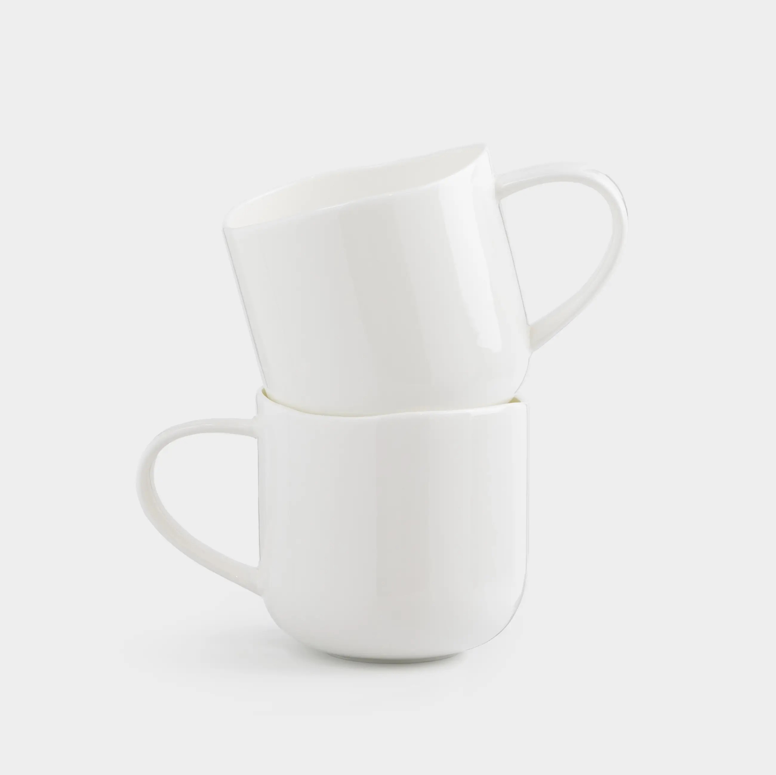 Mug, 400 ml, 2 pcs, porcelain F, white, Uneven edge, Vergaleo