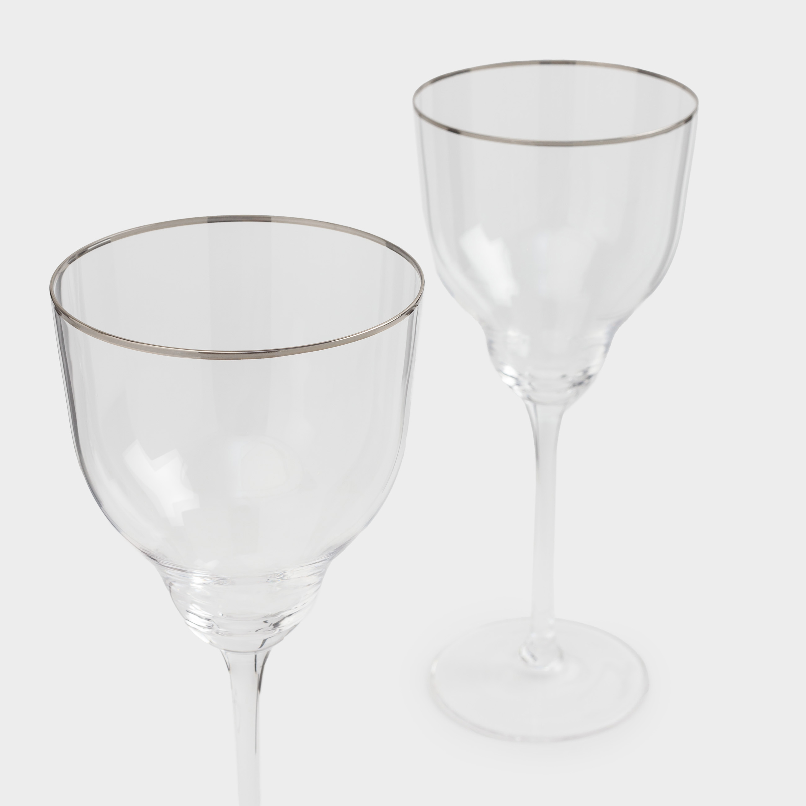 Wine glass, 320 ml, 2 pcs, glass, with silver edging, Rimini silver, image-5