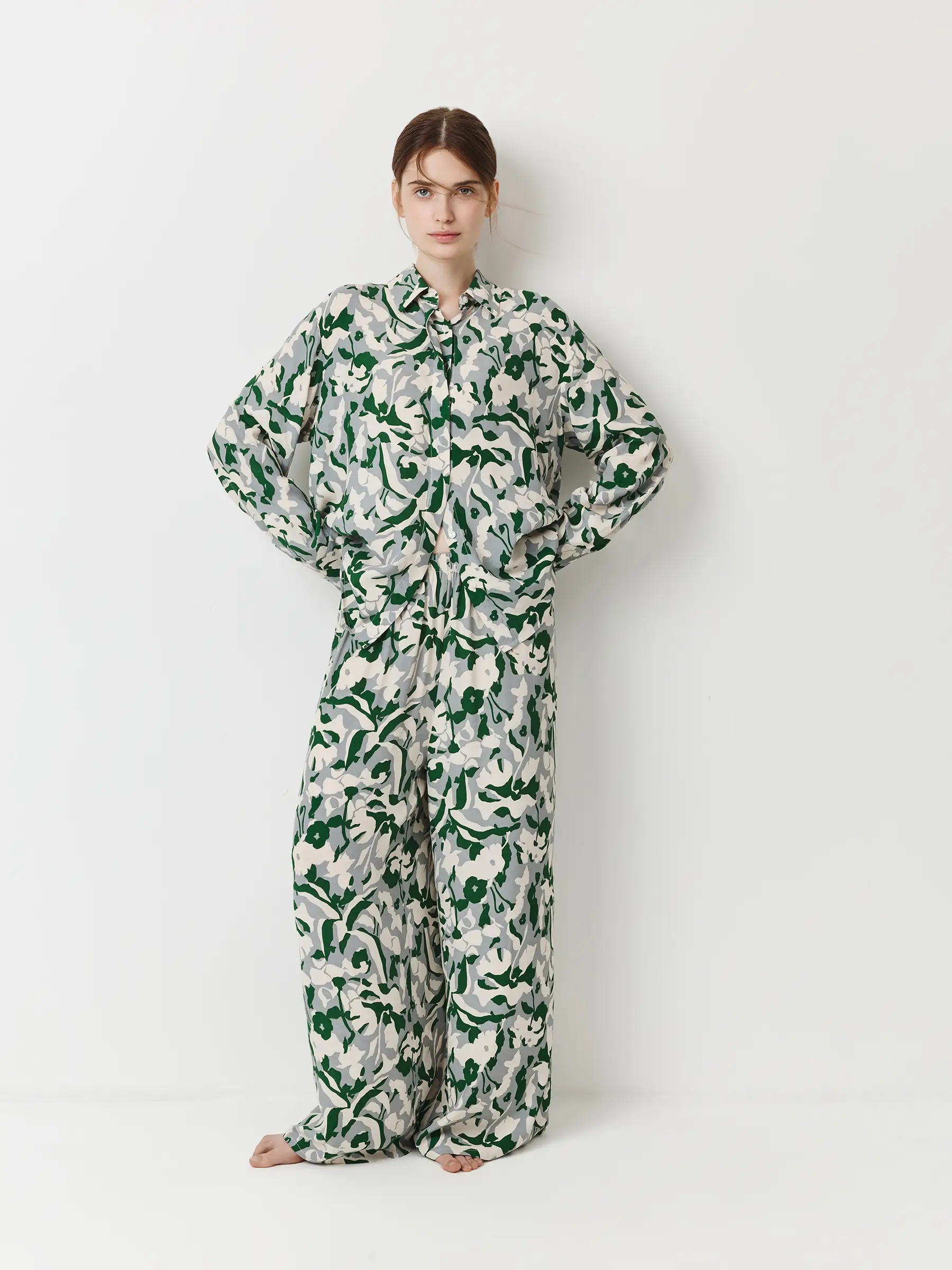 Women's shirt, size L, with long sleeve, viscose, green, Adetta