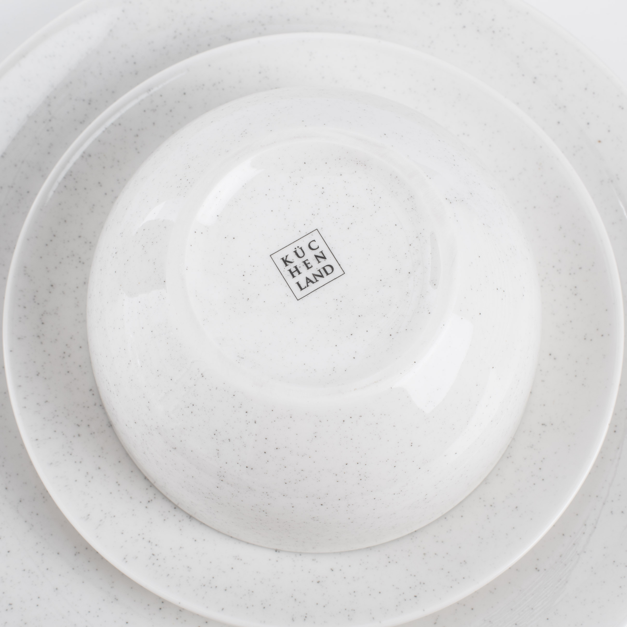 Dining set, 6 persons, 18 items, porcelain P, milky, speckled, Latio