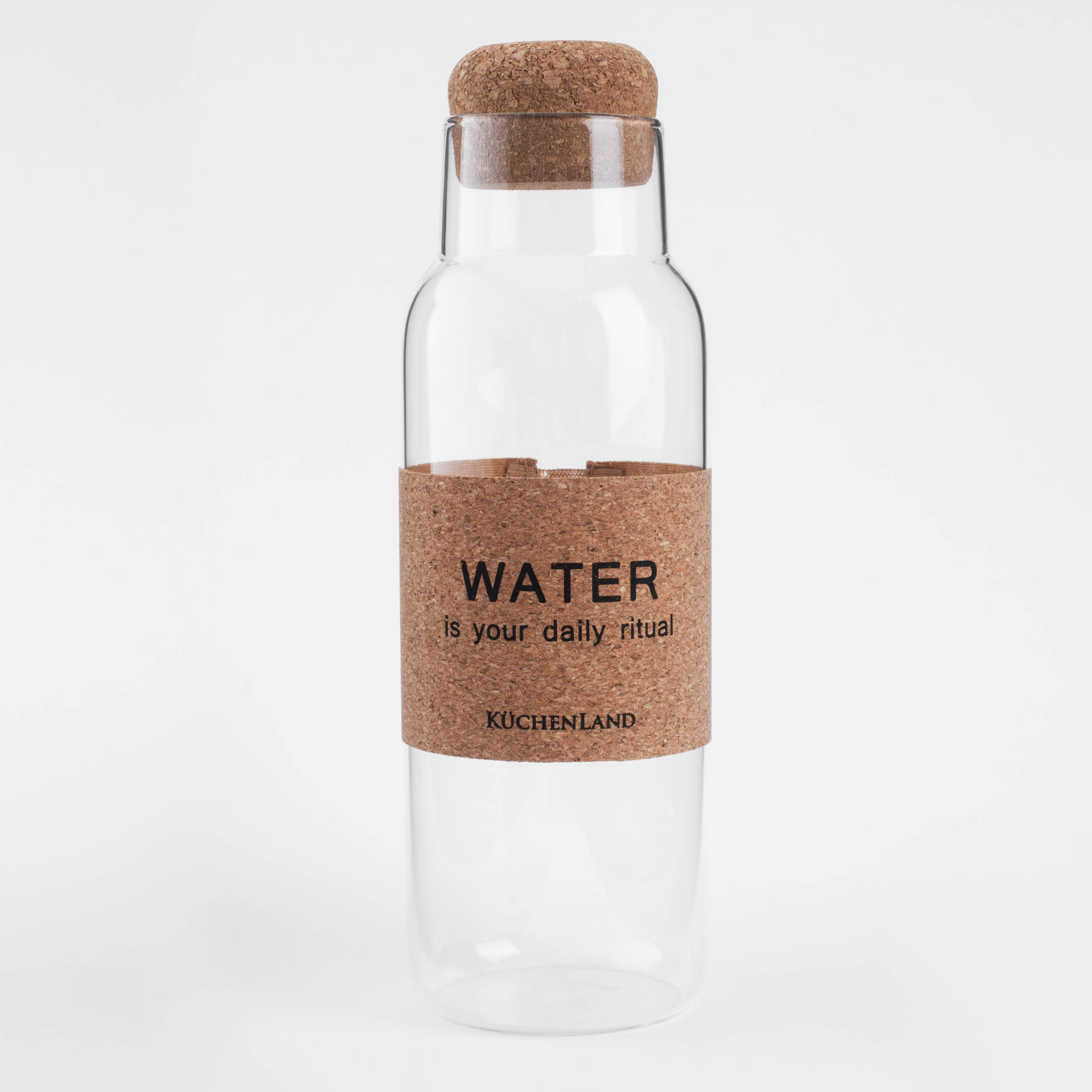Beverage bottle, 1.25 l, with zarf, Used glass stopper, Clear font, image-0