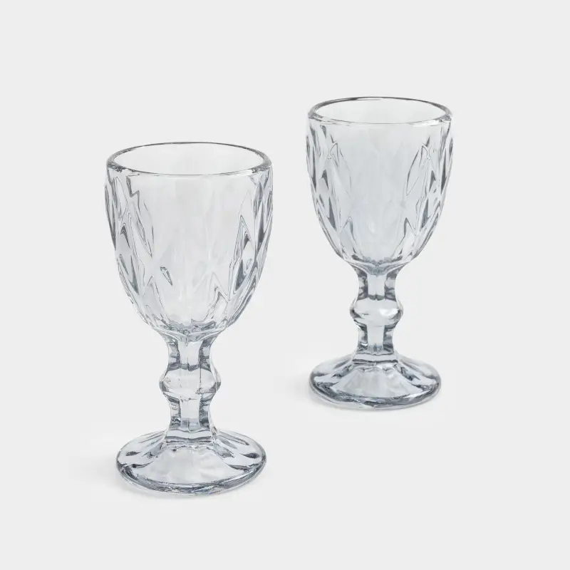 Drinking glass, 50 ml, 2 pcs, glass R, gray, Rhomb color ,image-0