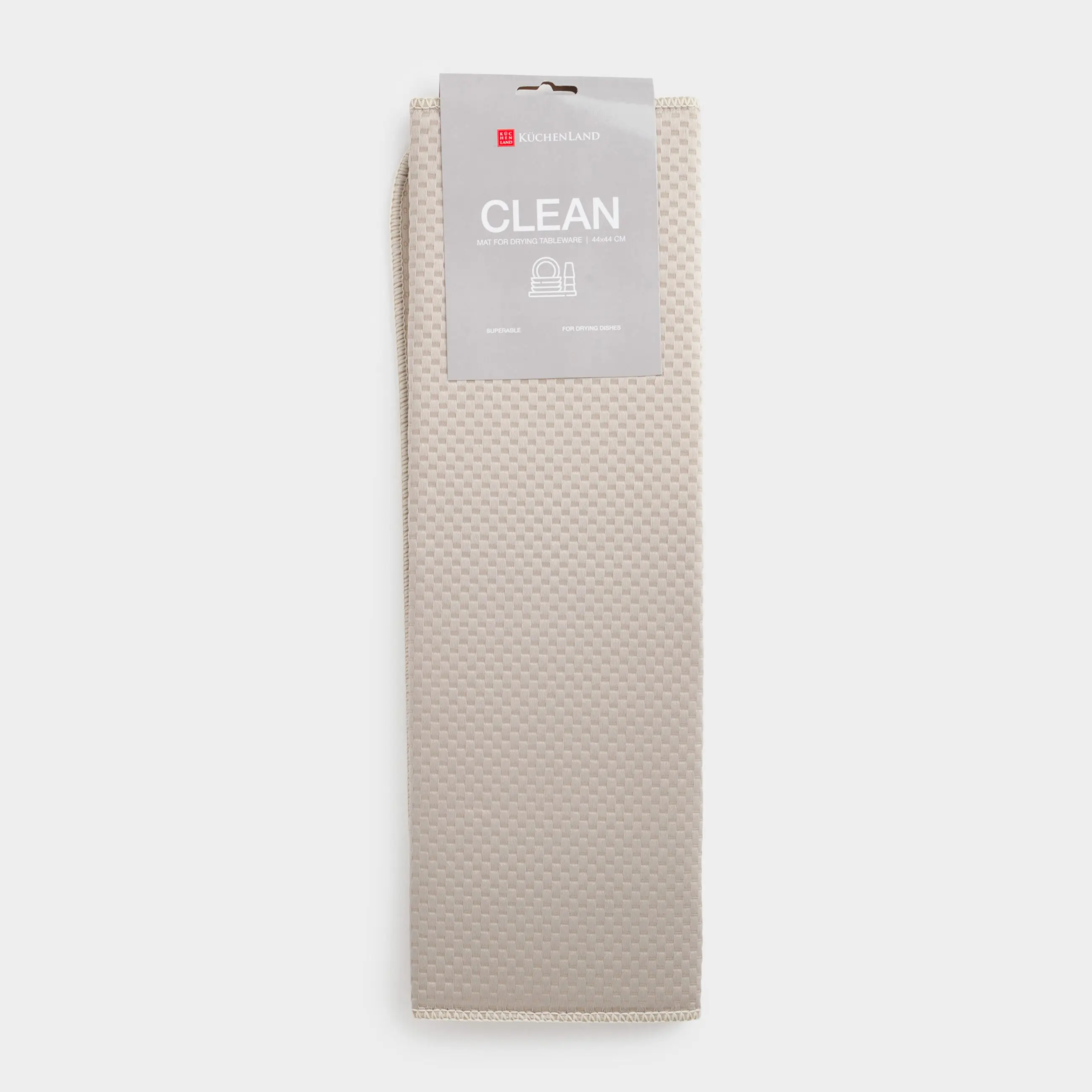 Dish drying mat, 44x44 cm, microfiber, grey-beige, Clean