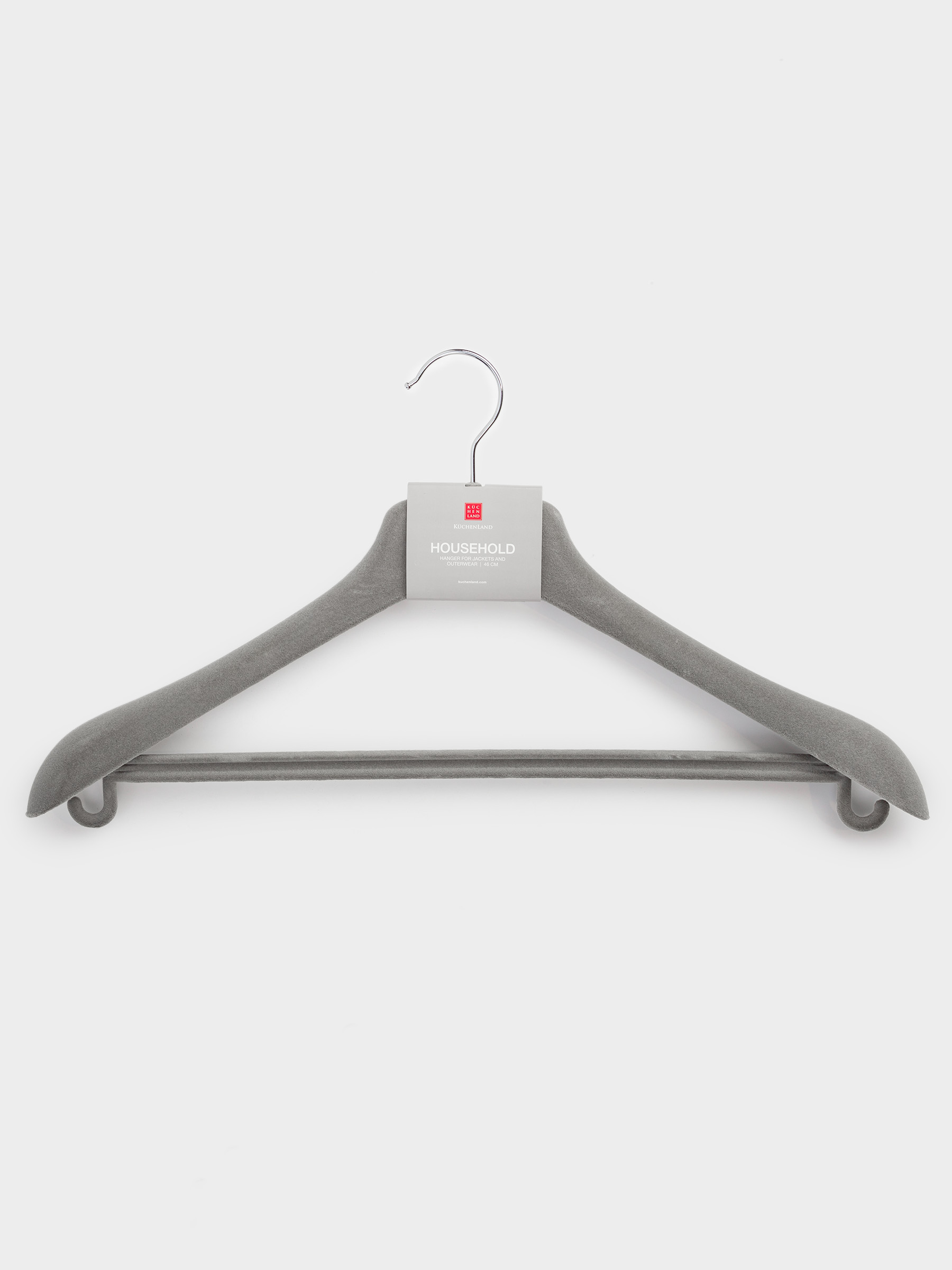 Coat hanger, 46 cm, for jackets and outerwear, flock, grey, Household, image-3