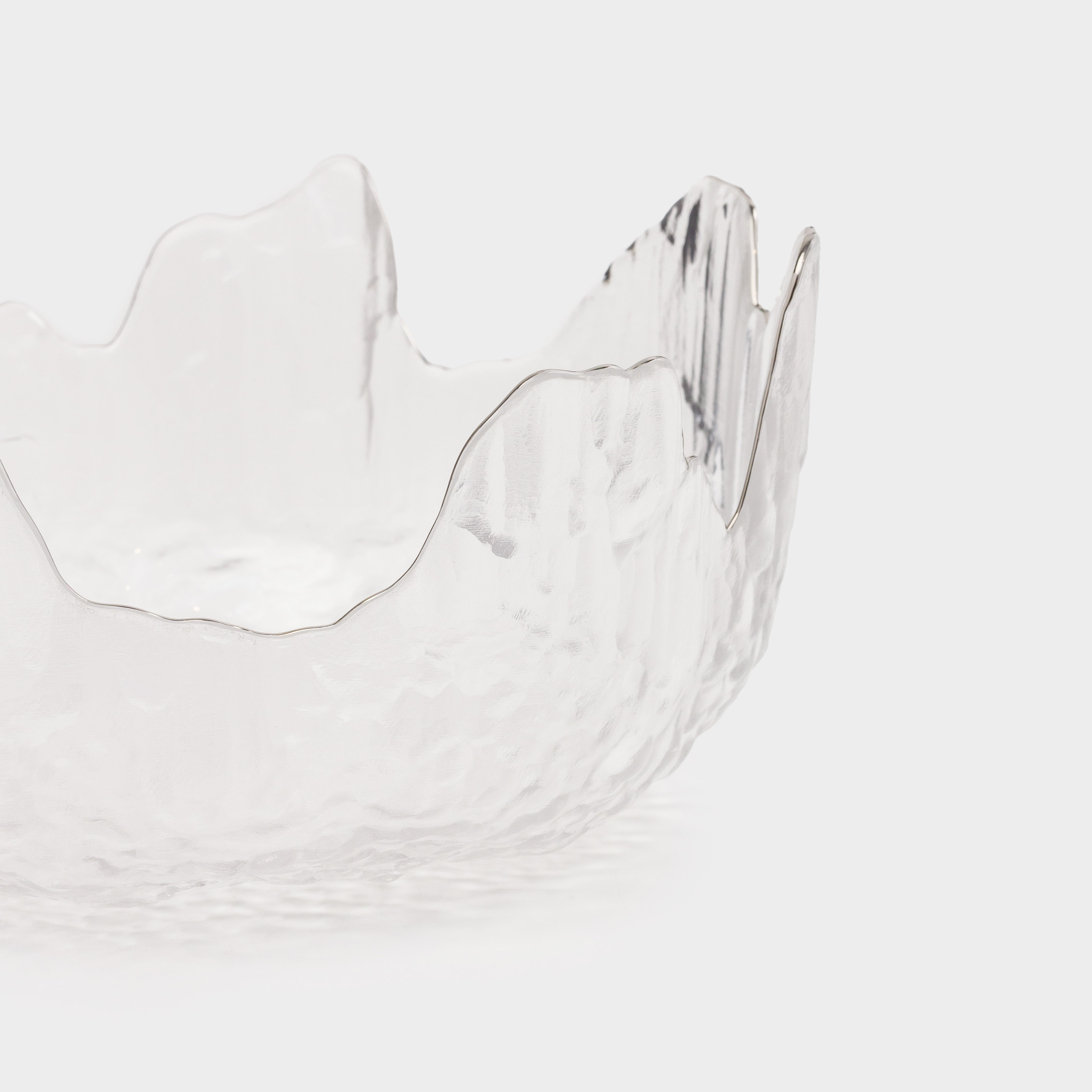 Salad bowl, 20x9 cm, 1,1 l, glass, with silver edging, Nautilus silver, image-2