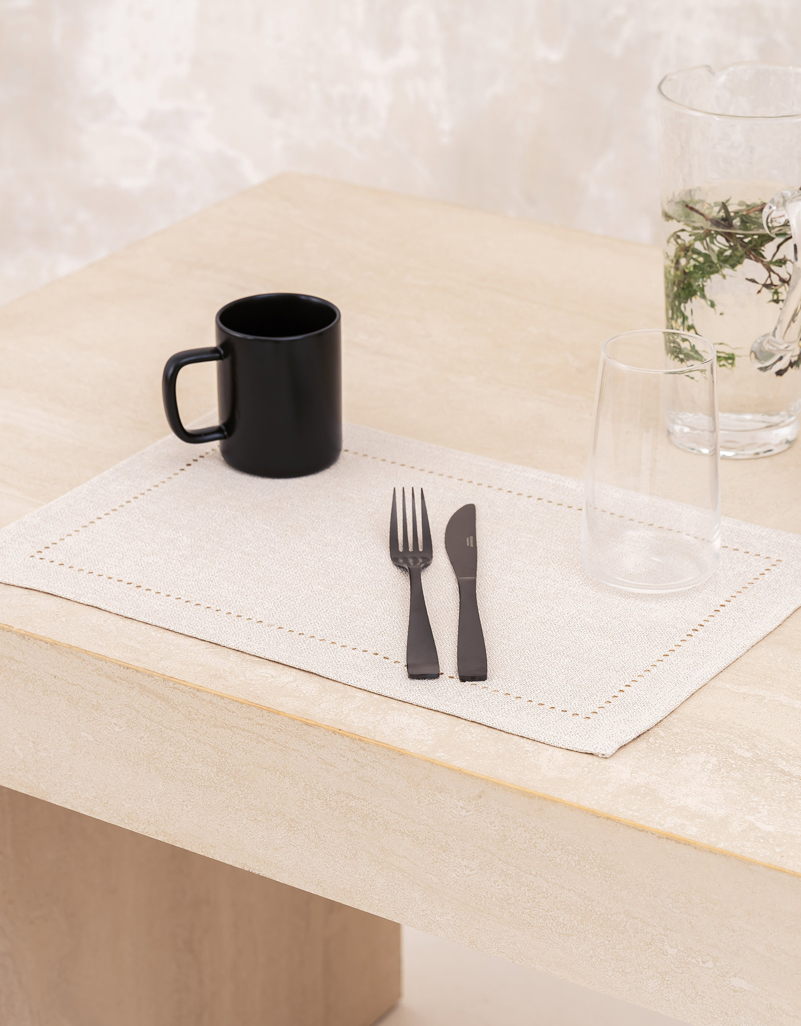 Napkin for appliances, 30x45 cm, polyester, rectangular, silver-cream, Hemstitch
