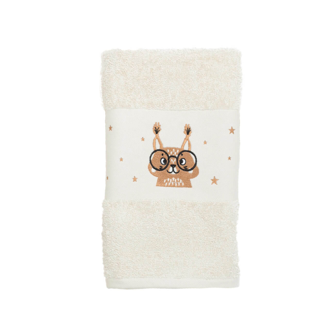 Children's towel, 50x90 cm, cotton, beige, Squirrel, Forest Animals